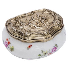 Antique 19th Century Christofle Repousse Silver and Edmé Samson Porcelain Box