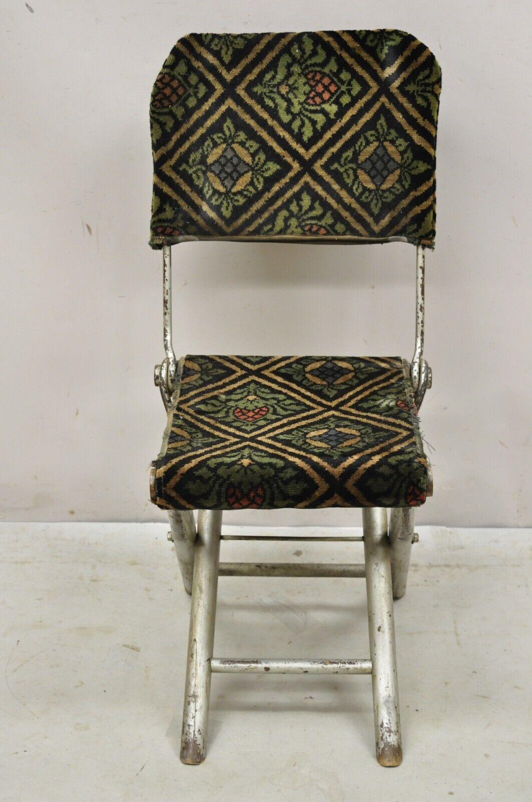 Antique 19th century civil war period folding officers camp chair campaign chair. Item features a folding design, wooden legs, metal frame, upholstered seat and back, very unique antique item, quality American craftsmanship, circa 19th century.