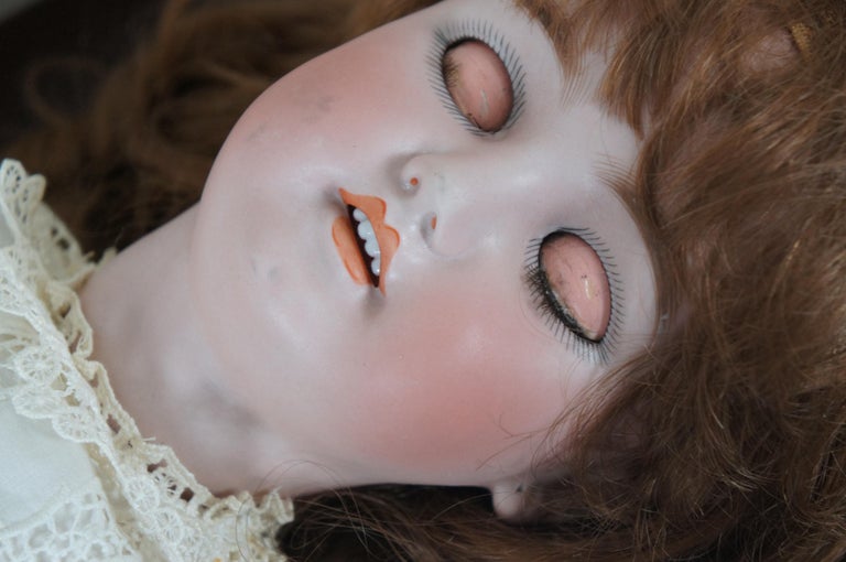 Antique 19th Century CM Bergmann Simon & Halbig Bisque Composite Girl Doll For Sale 1