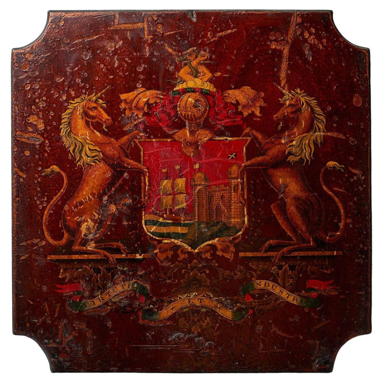 Antique 19th Century Coat of Arms Panel of Bristol
