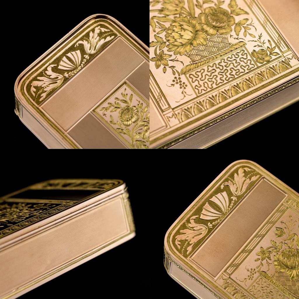 Antique 19th Century Continental 18 Karat Two-Color Gold Snuff Box, circa 1820 6