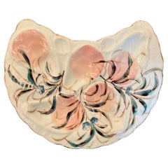 Antique 19th Century Continental Porcelain Crescent Shaped Oyster Plate, c. 1890