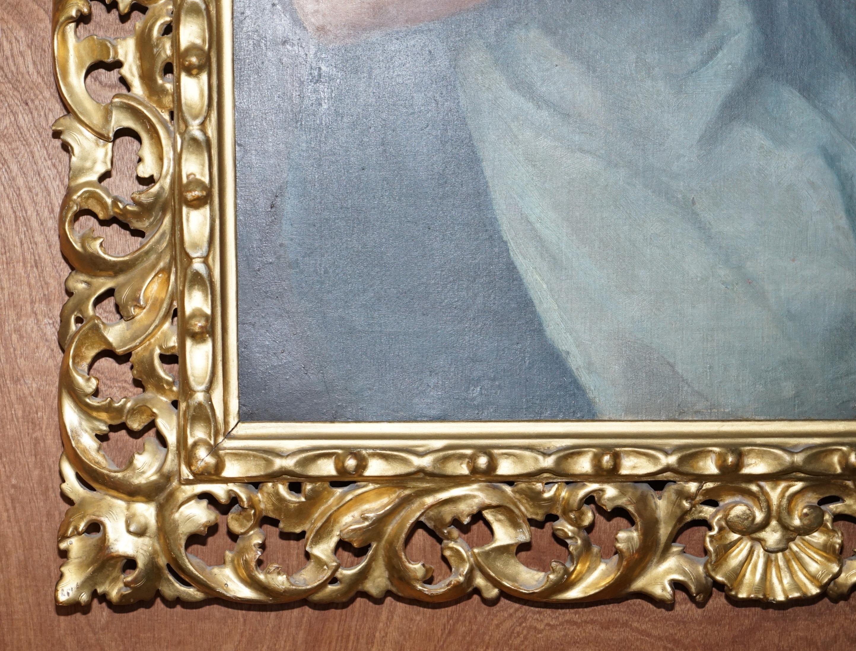 Antique 19th Century Continental School Portrait of Mother & Child Gilded Frame For Sale 7
