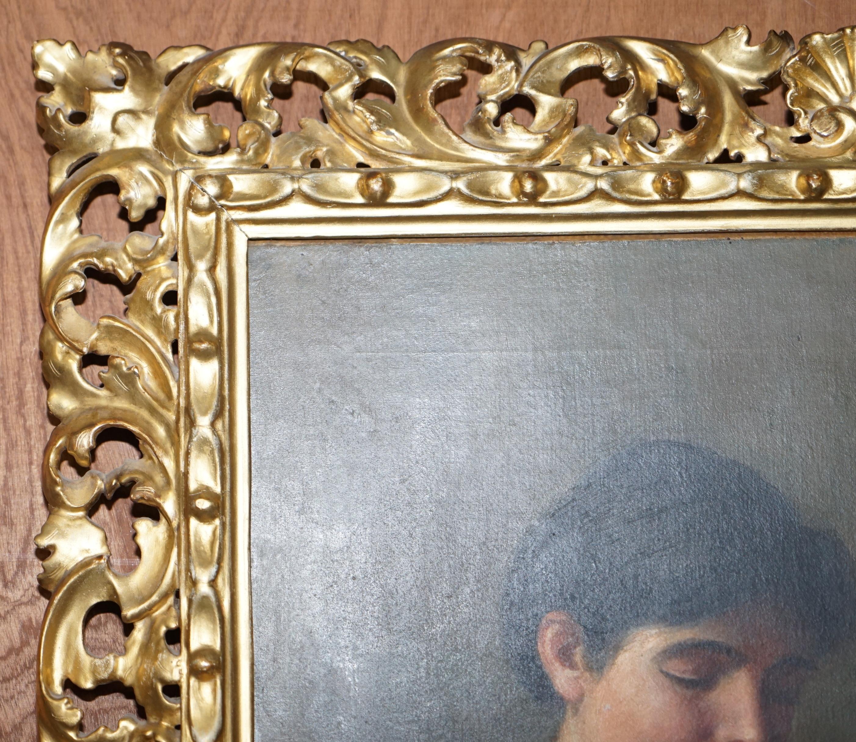 Antique 19th Century Continental School Portrait of Mother & Child Gilded Frame For Sale 10
