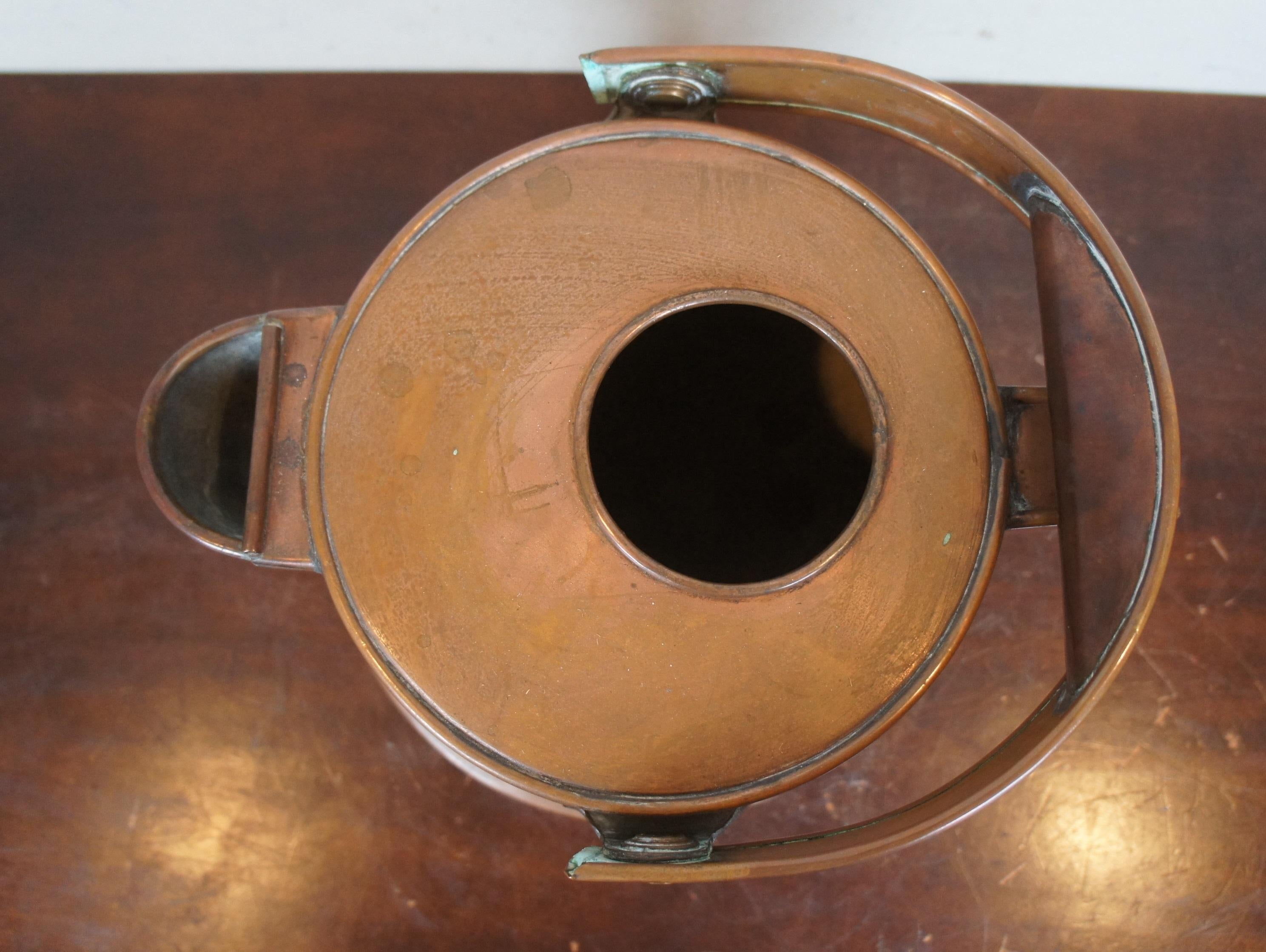 Antique 19th Century Copper Tea Coffee Pot Campfire Ship Kettle Water Can In Good Condition In Dayton, OH