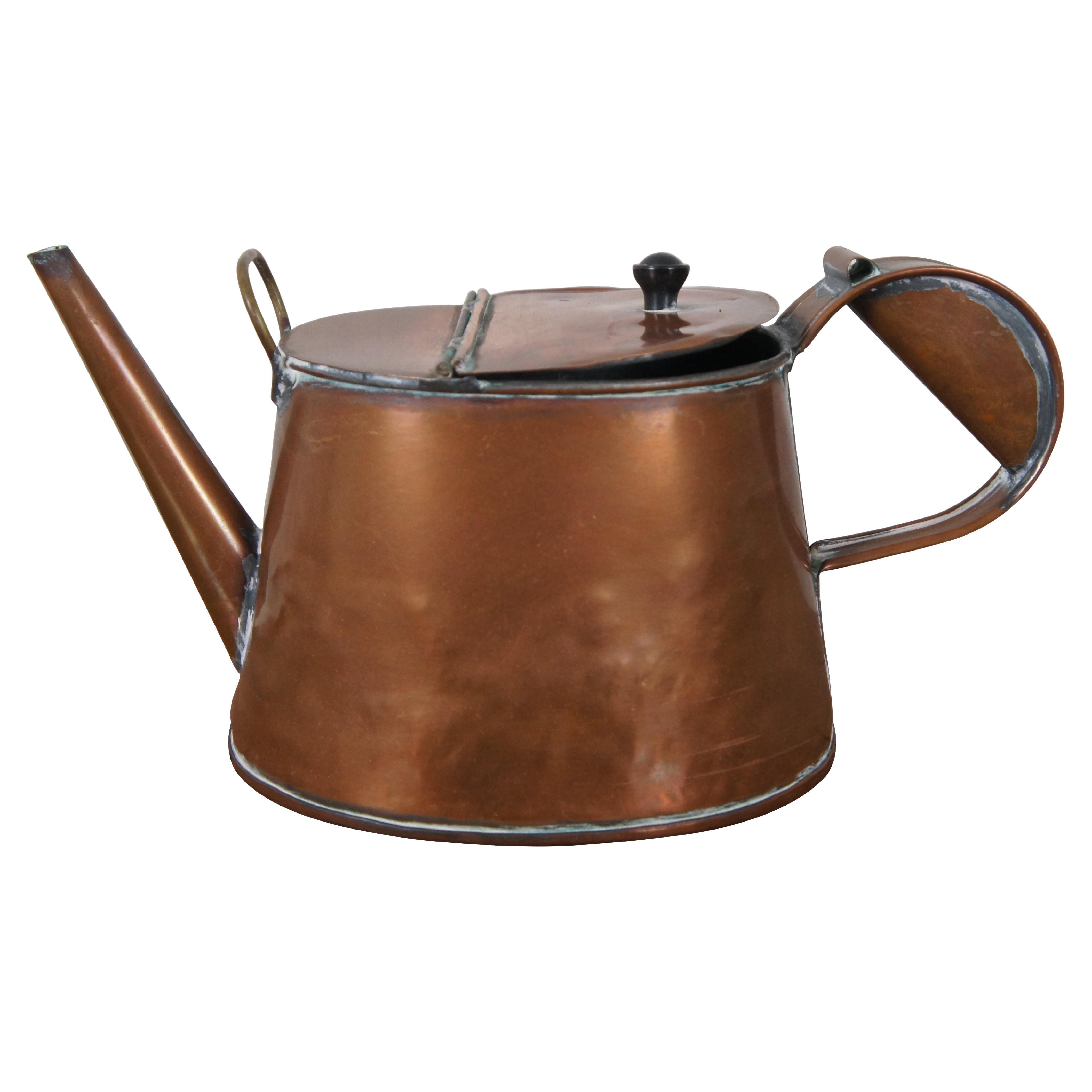 Antique 19th Century, Copper Tea Kettle Teapot Water Can Campfire Farmhouse