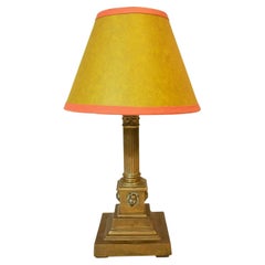 Corinthian Brass Table Lamp with Devil Face Detailing, 19th Century