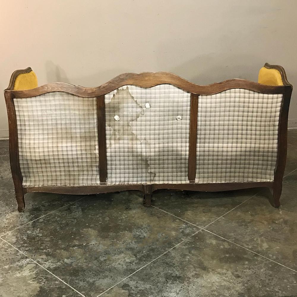 Antique 19th Century Country French Walnut Louis XV Mohair Sofa 6