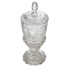 Antique 19th Century Cut and Engraved Bohemian Glass Goblet
