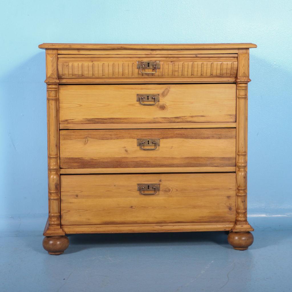 Antique 19th Century Danish Pine Chest of Drawers In Good Condition In Round Top, TX