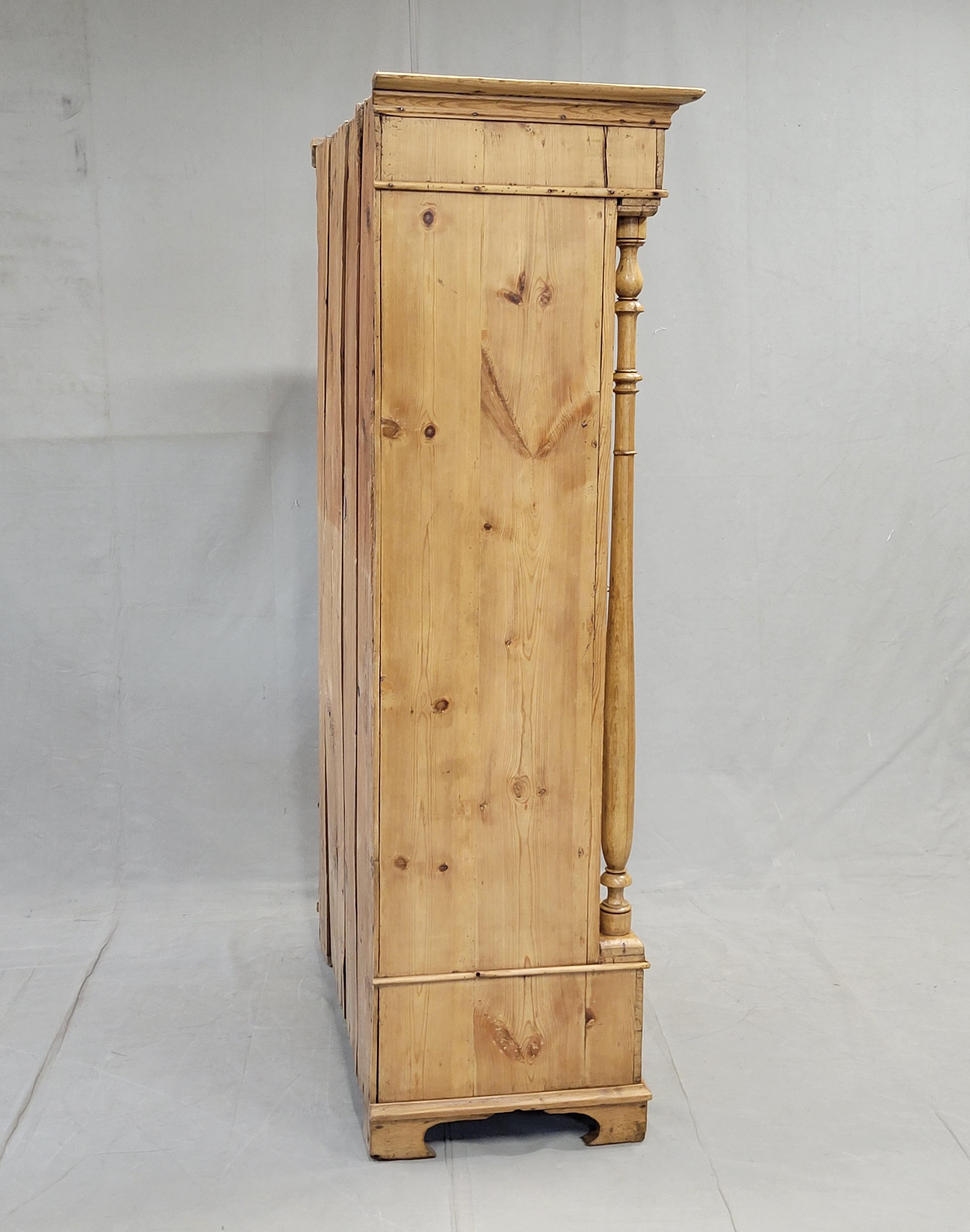 Antique 19th Century Danish Scandinavian Pine Bow Front Armoire Wardrobe 4