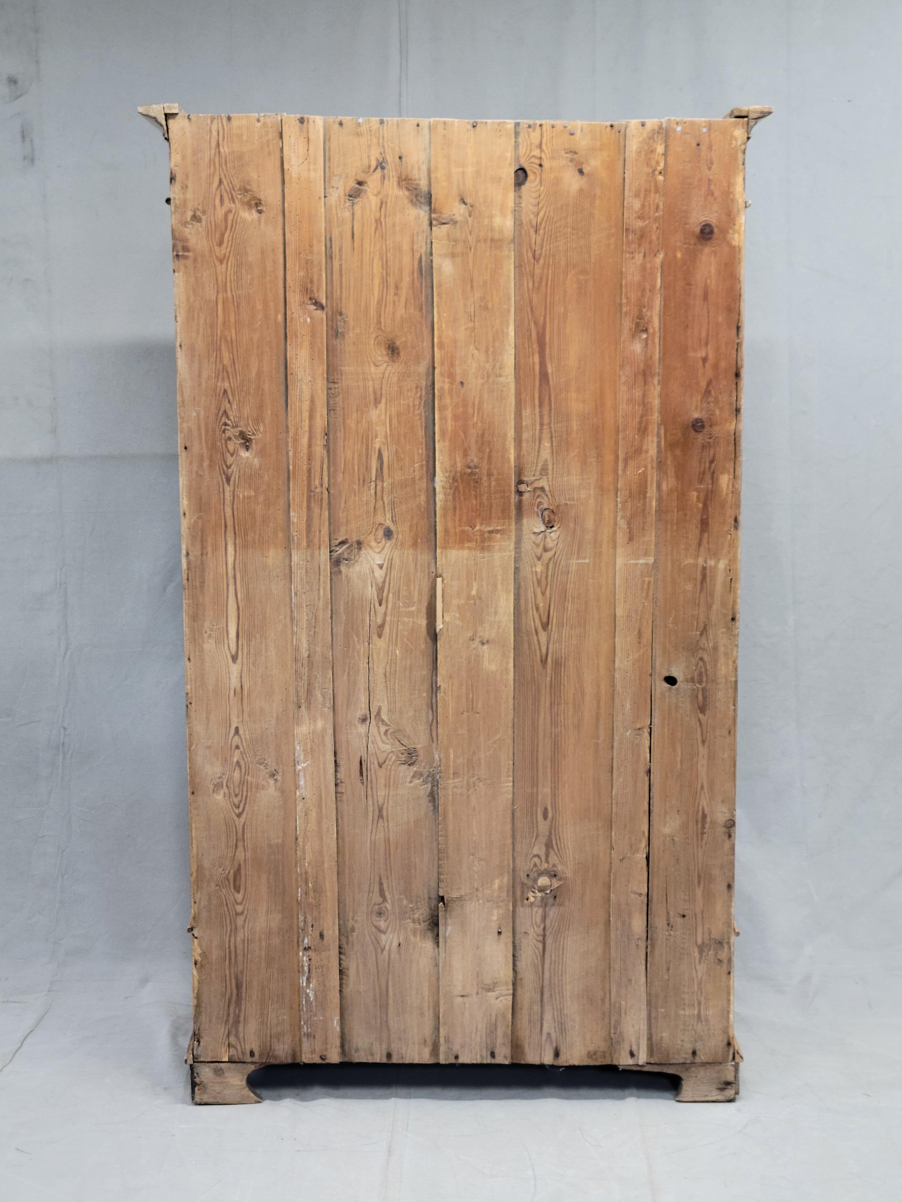 Antique 19th Century Danish Scandinavian Pine Bow Front Armoire Wardrobe 5
