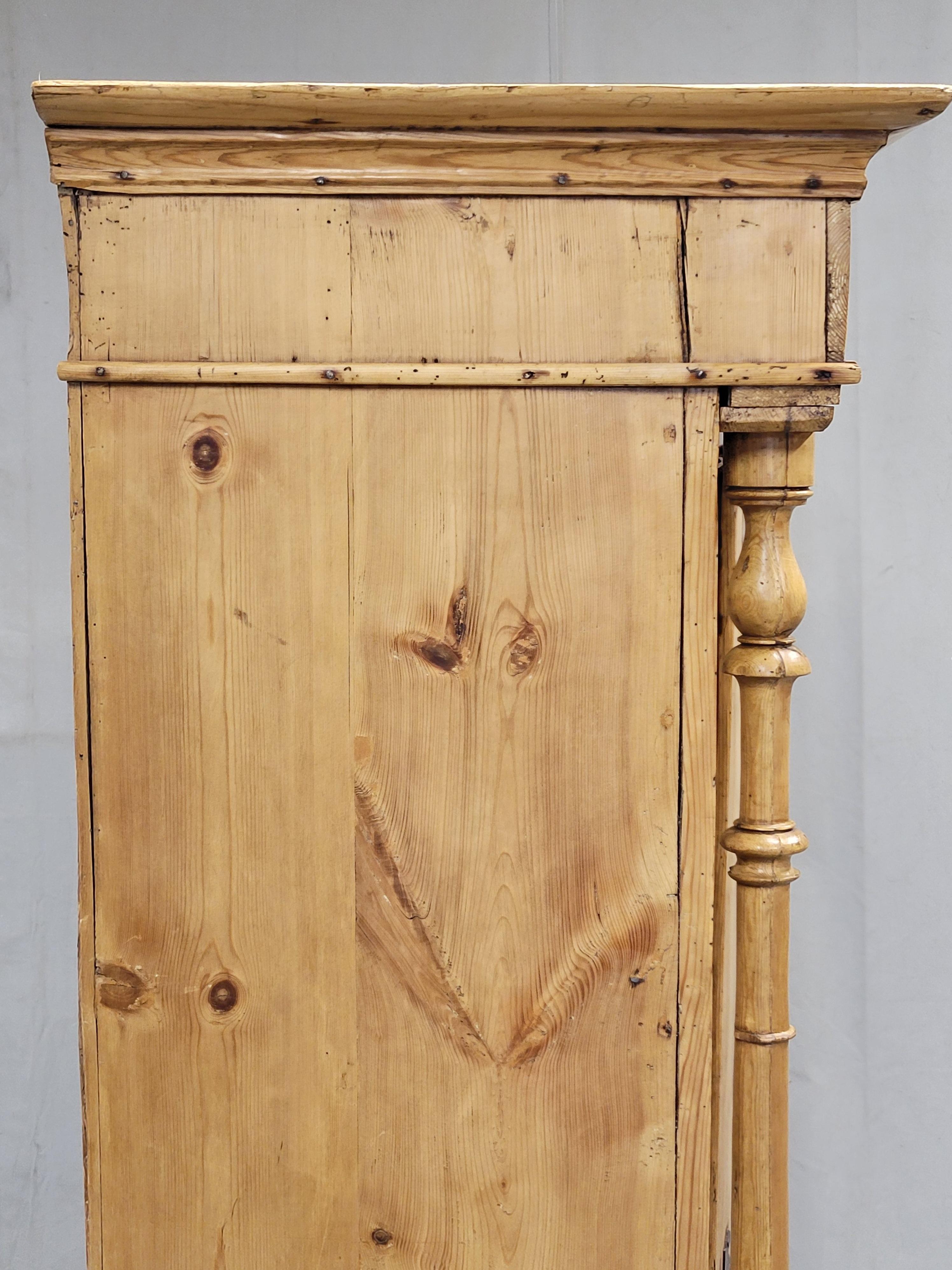 Antique 19th Century Danish Scandinavian Pine Bow Front Armoire Wardrobe 9