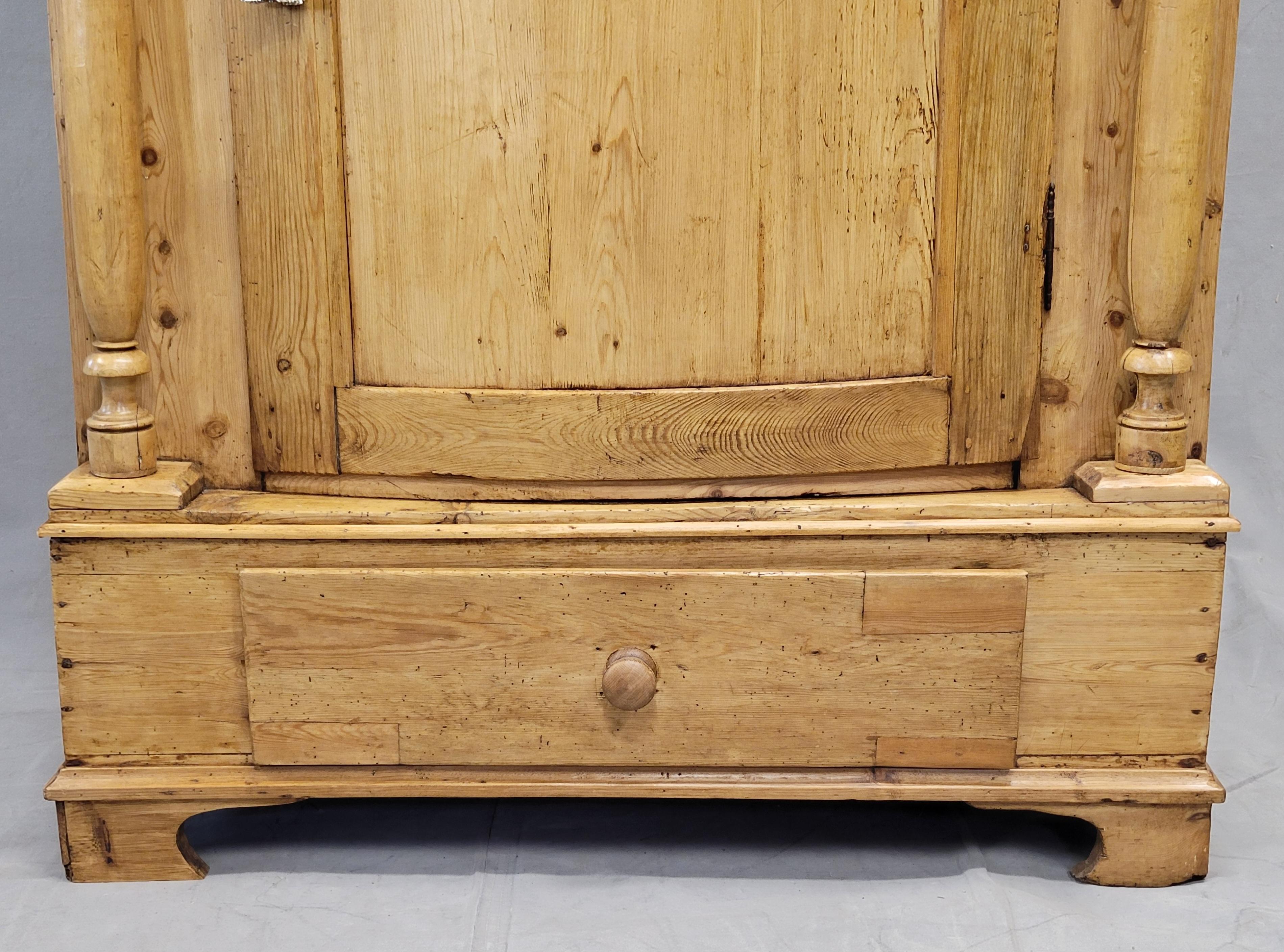Antique 19th Century Danish Scandinavian Pine Bow Front Armoire Wardrobe 2