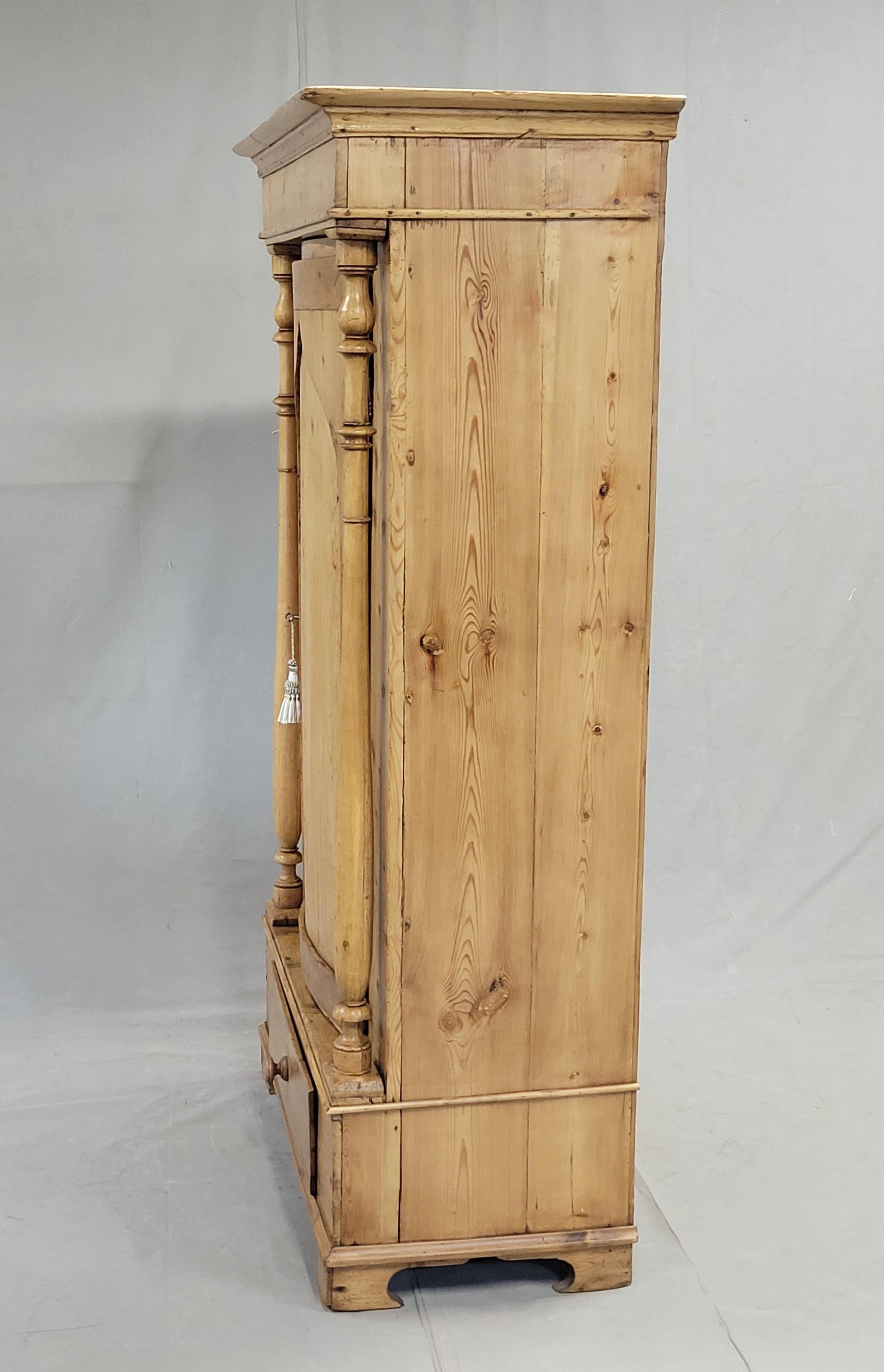 Antique 19th Century Danish Scandinavian Pine Bow Front Armoire Wardrobe 3