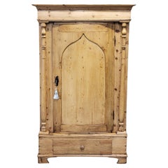 Antique 19th Century Danish Scandinavian Pine Bow Front Armoire Wardrobe