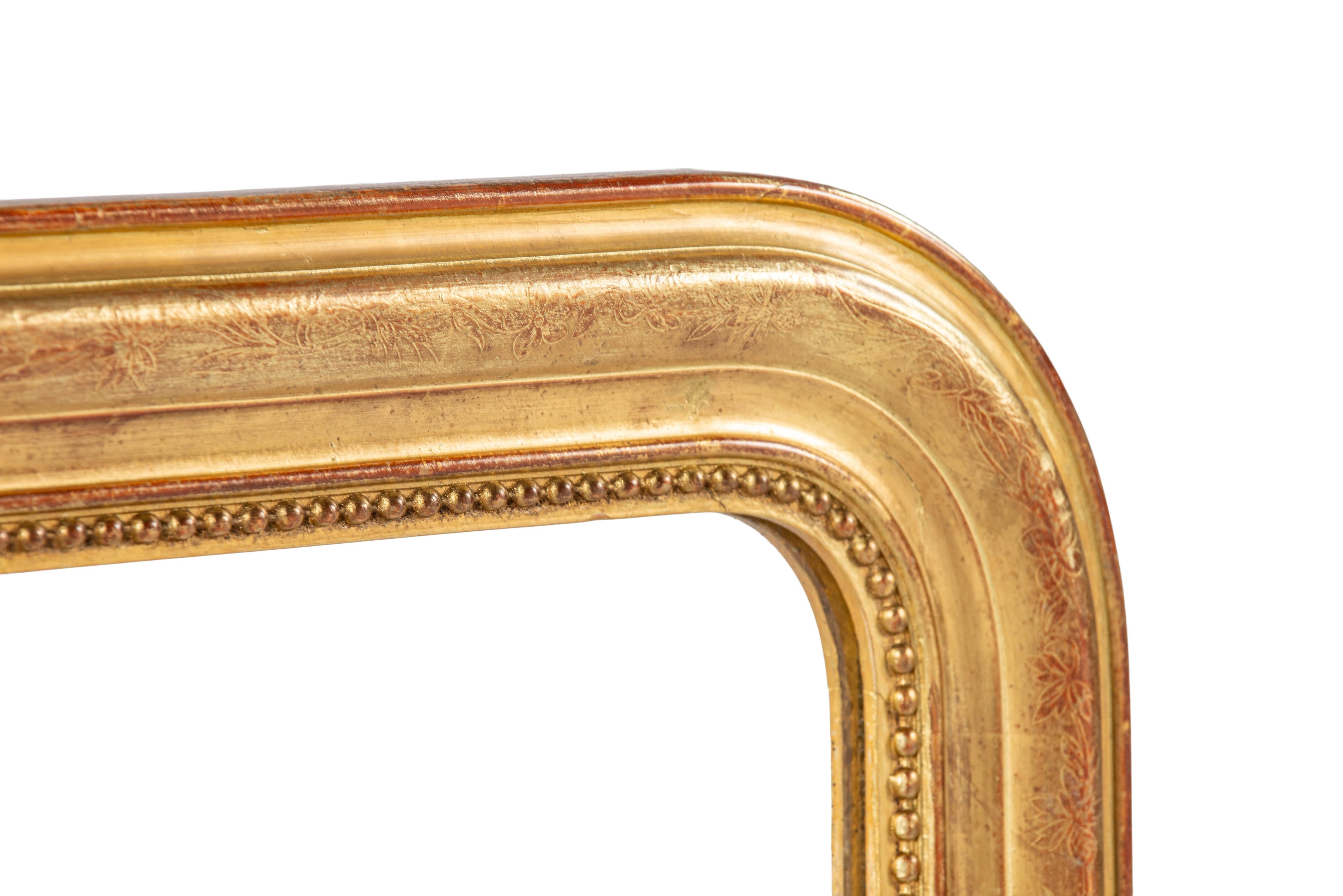 Miroir Louis Philippe français daté du 19ème siècle, doré à la feuille d'or Bon état - En vente à Casteren, NL