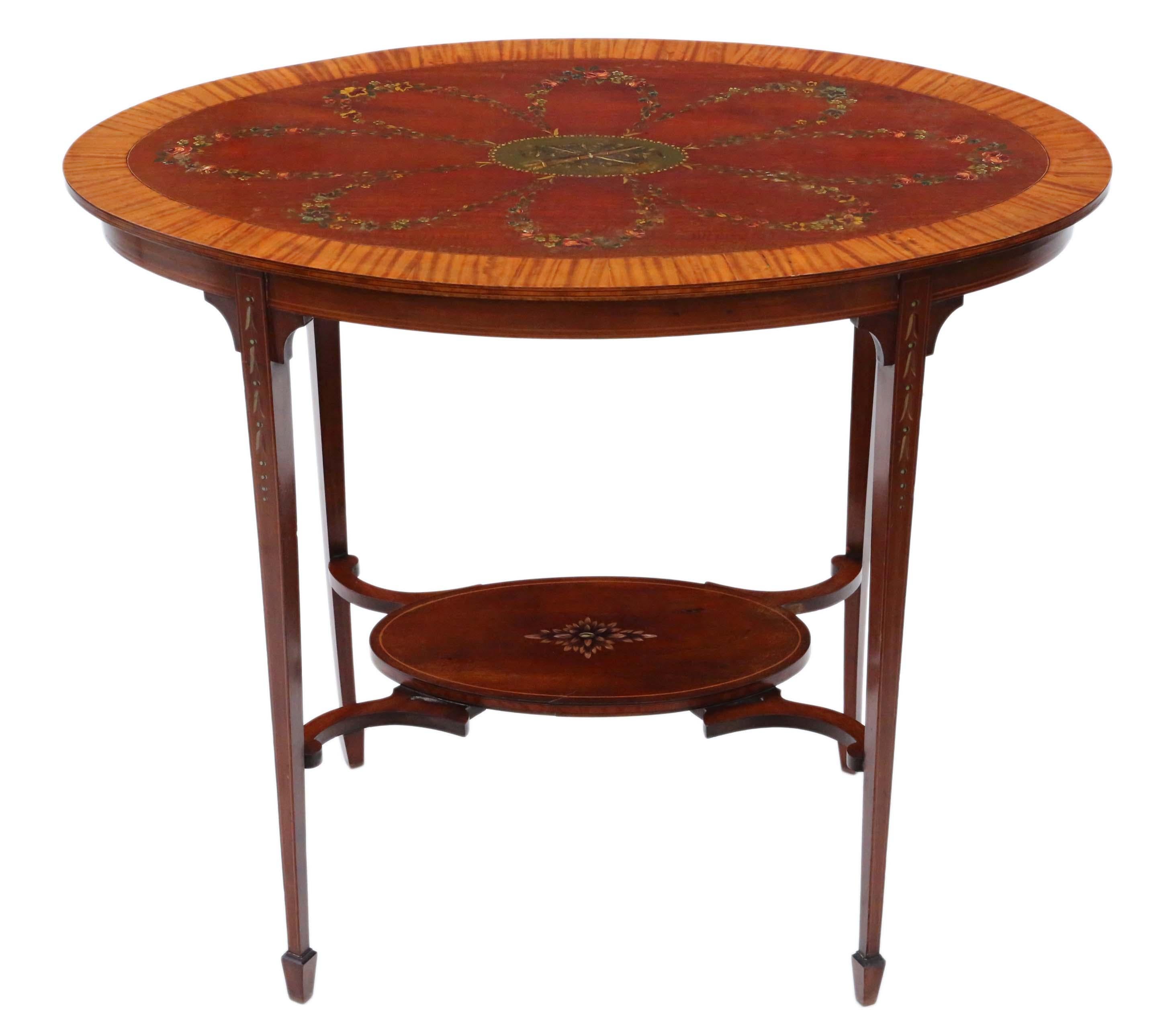 Antique 19th Century Decorated Satinwood and Mahogany Table Occasional For Sale 1