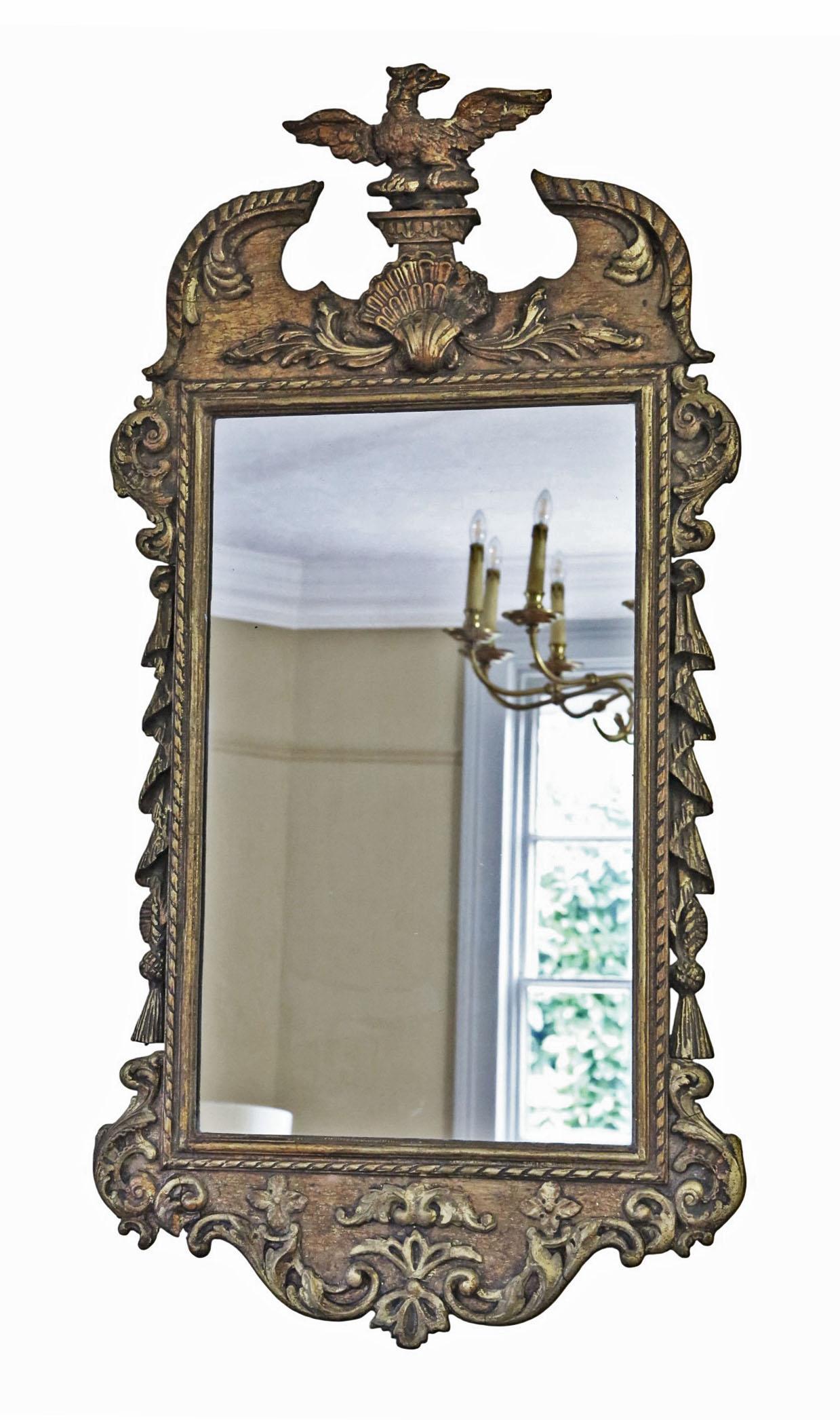 Britannique Antique 19ème siècle Decorative Gilt Overmantle Wall Mirror en vente