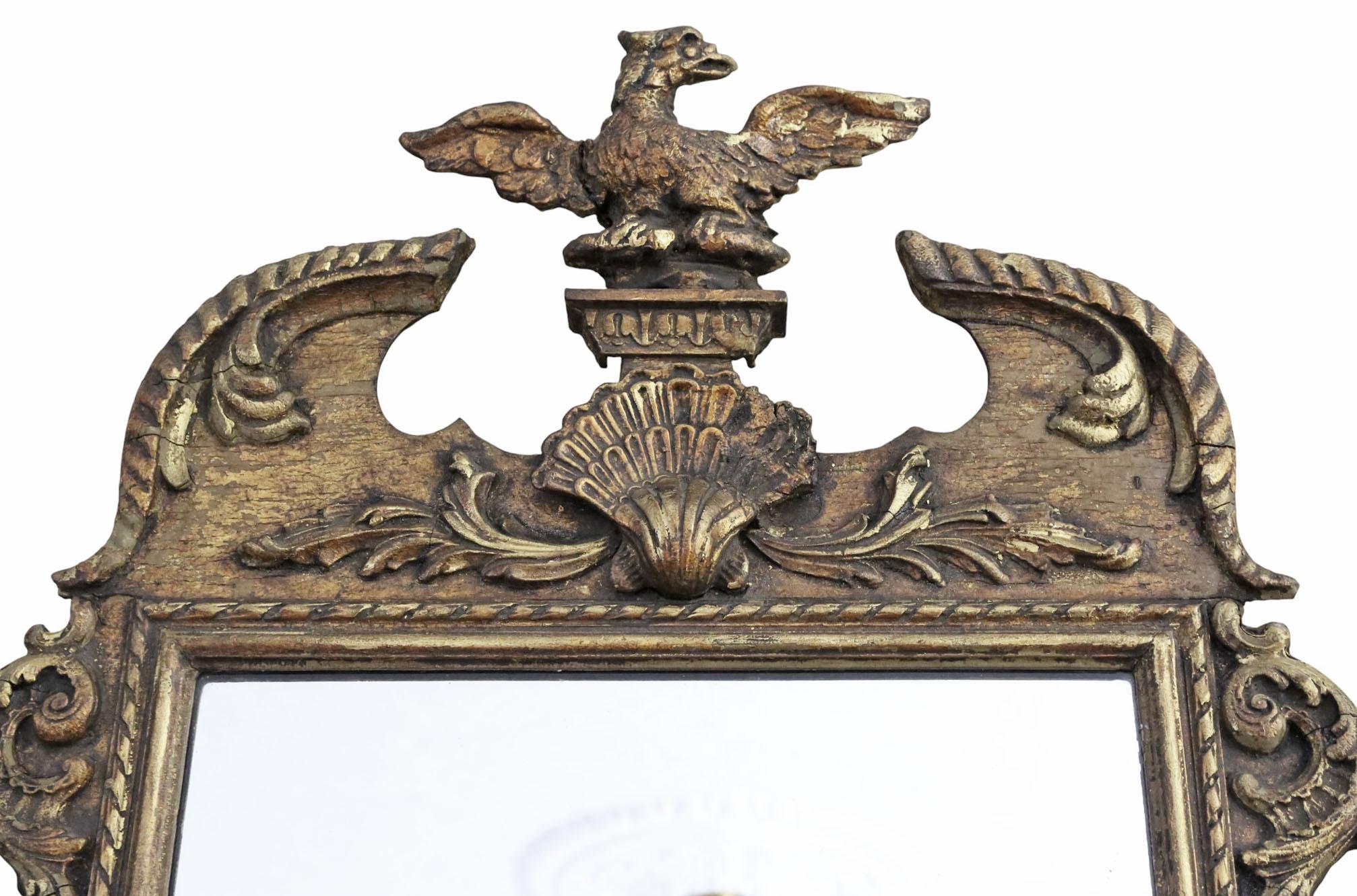 Verre Antique 19ème siècle Decorative Gilt Overmantle Wall Mirror en vente