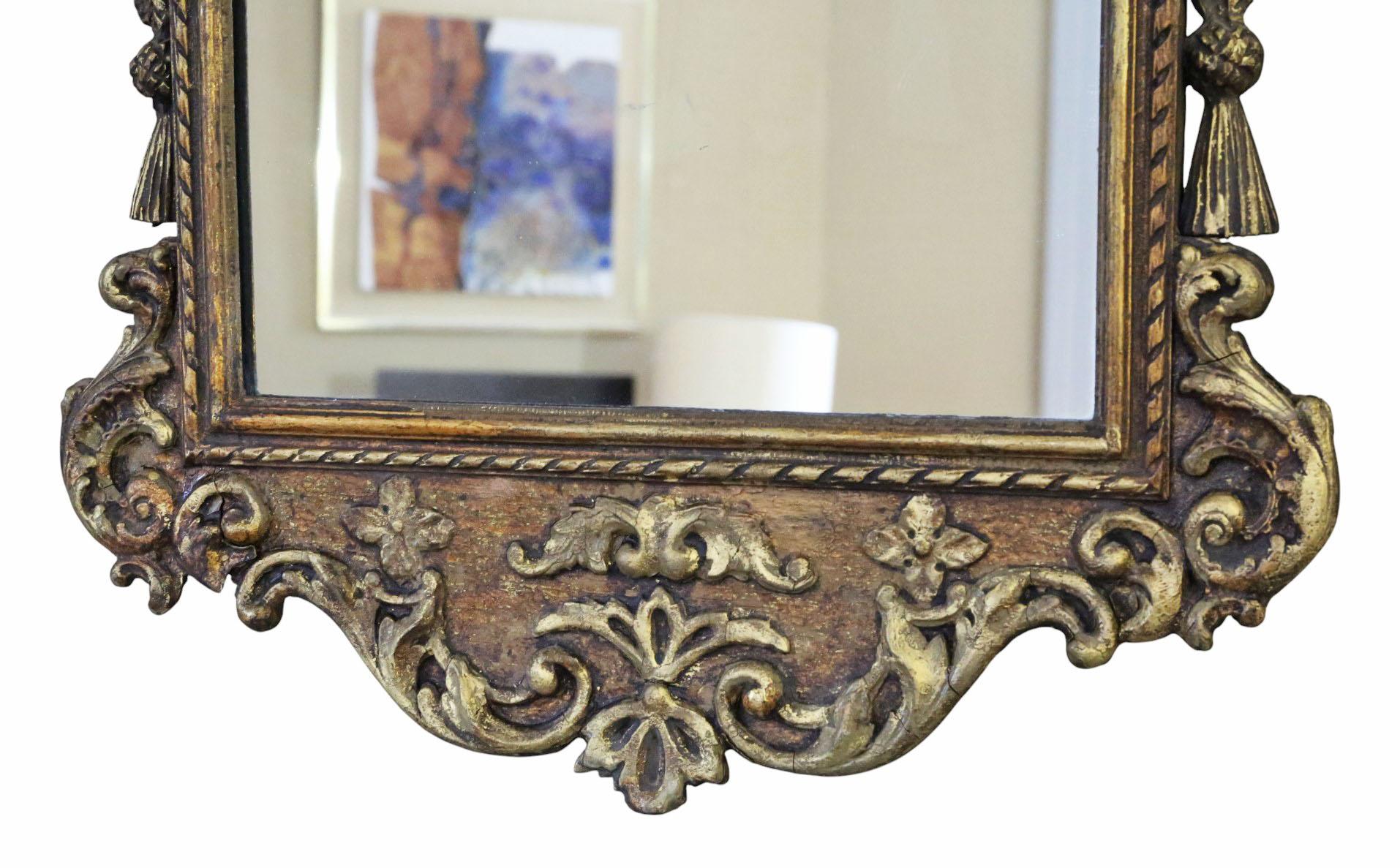 Antique 19ème siècle Decorative Gilt Overmantle Wall Mirror en vente 1