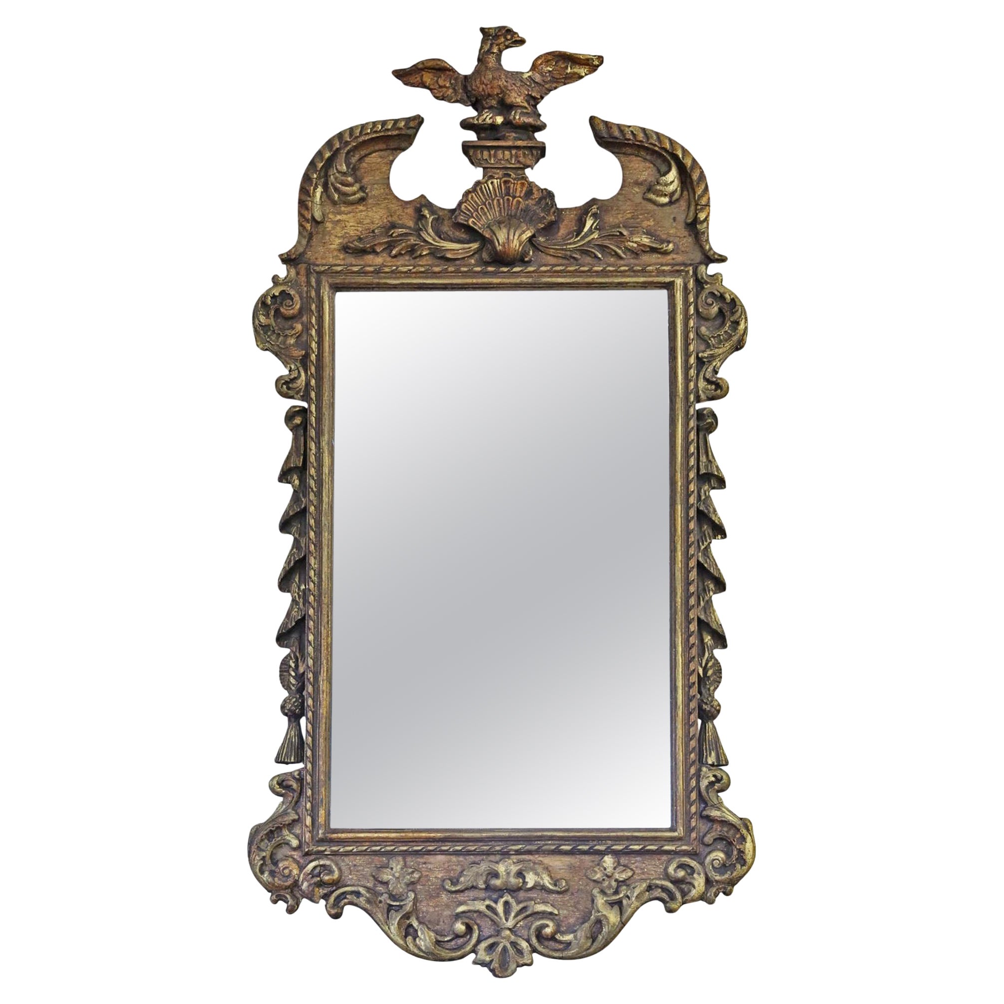 Antique 19ème siècle Decorative Gilt Overmantle Wall Mirror