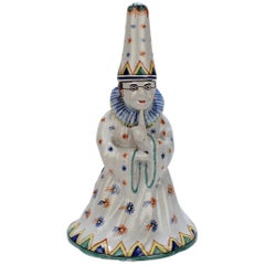 Antique 19ème siècle Desvres French Faience Figural Wizard Bell