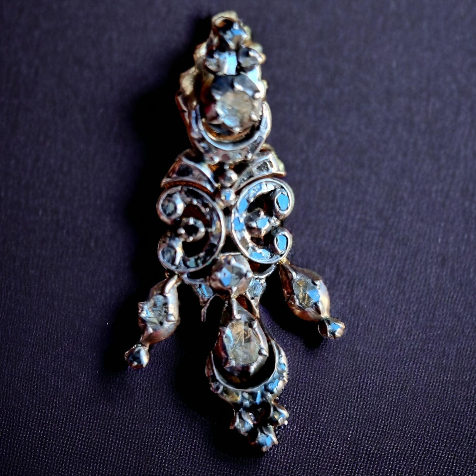 Antike Diamant-Chandelier-Ohrringe aus dem 19. Jahrhundert. (iberisch, georgisch). 3