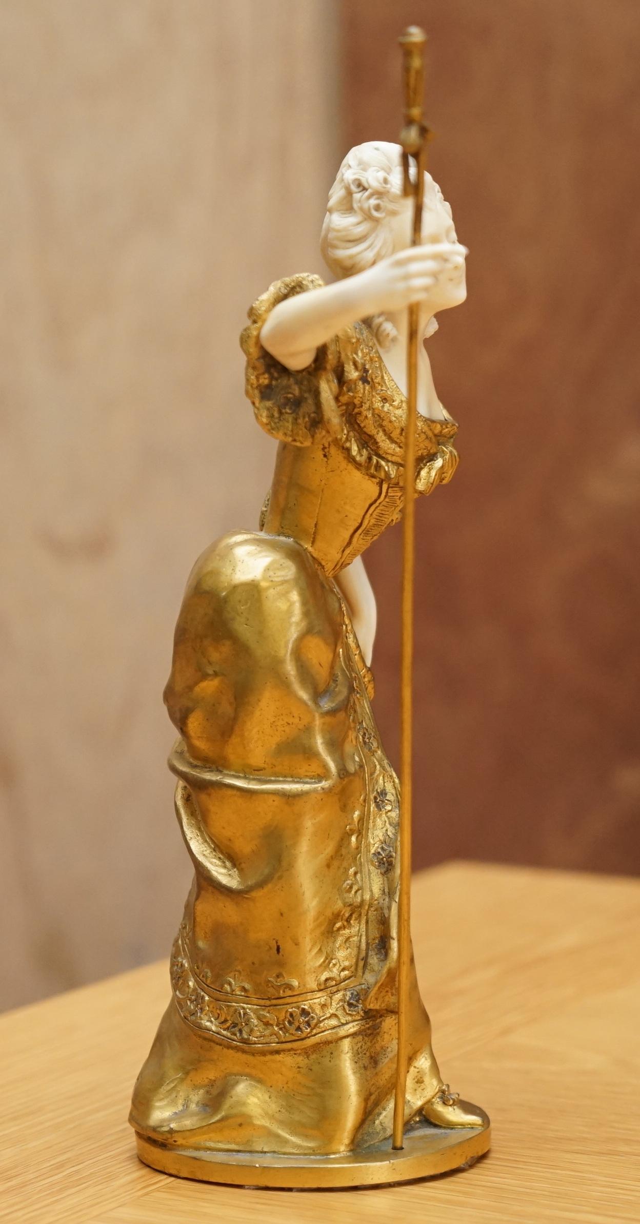 Antike französische Statue aus vergoldeter Bronze, Dominique Alonzo 1910-30, 19. Jahrhundert, gestempelt im Angebot 9