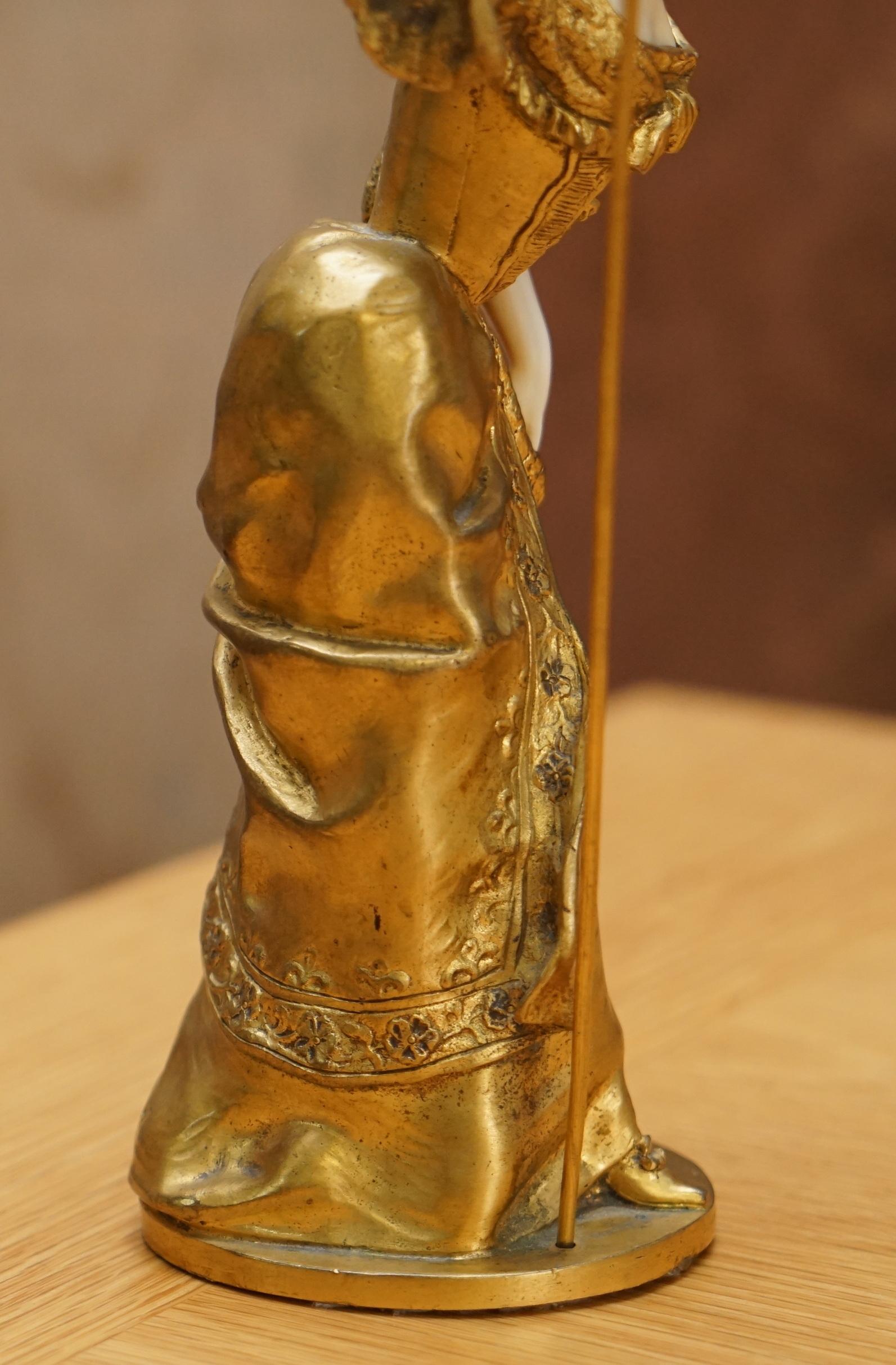 Antike französische Statue aus vergoldeter Bronze, Dominique Alonzo 1910-30, 19. Jahrhundert, gestempelt 10