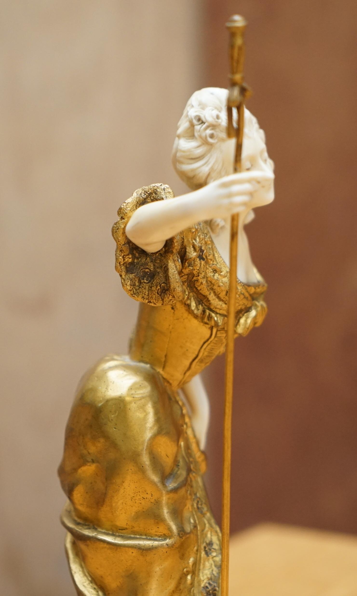 Statue française du 19ème siècle Dominique Alonzo 1910-30 en bronze doré estampillée en vente 11