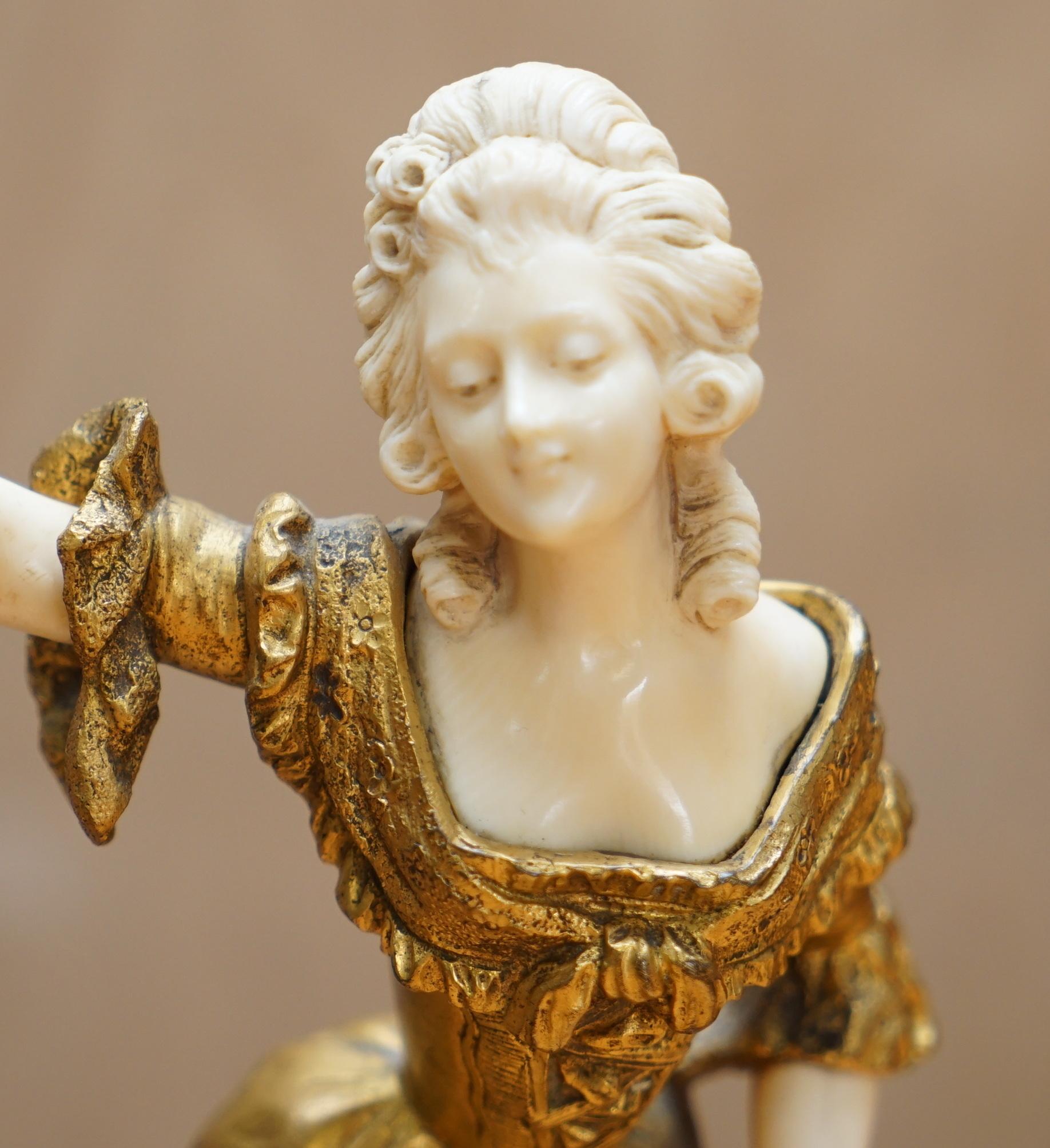 Antike französische Statue aus vergoldeter Bronze, Dominique Alonzo 1910-30, 19. Jahrhundert, gestempelt (Edwardian) im Angebot