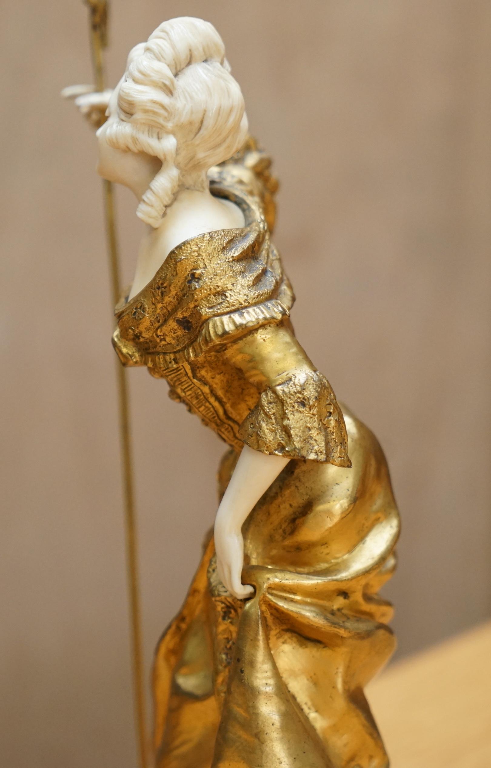 Women's or Men's Antique 19th Century Dominique Alonzo 1910-30 French Gilt Bronze Statue Stamped For Sale