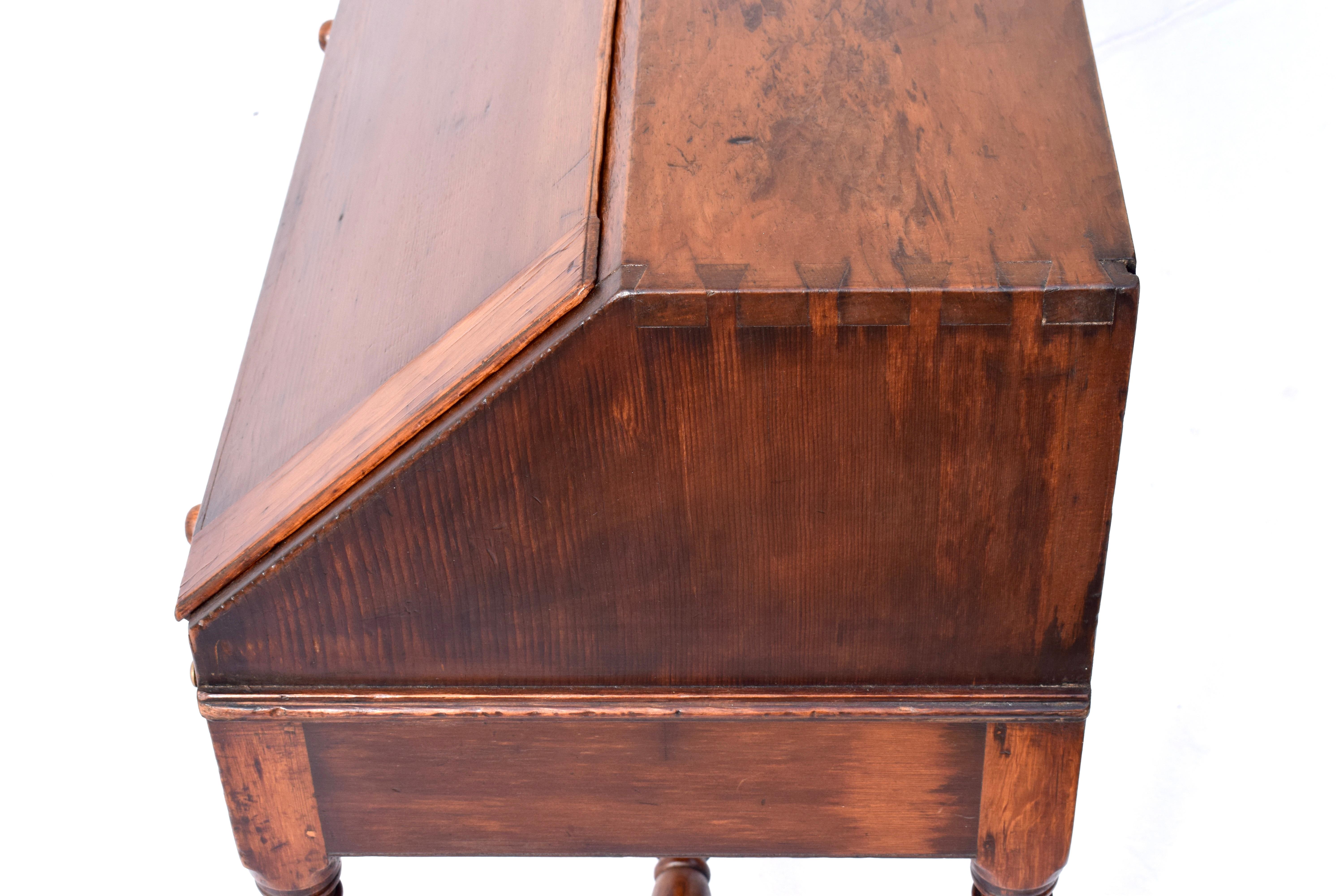 Antique 19th Century Dovetail Joints Secretary Drop Front Writing Desk 4