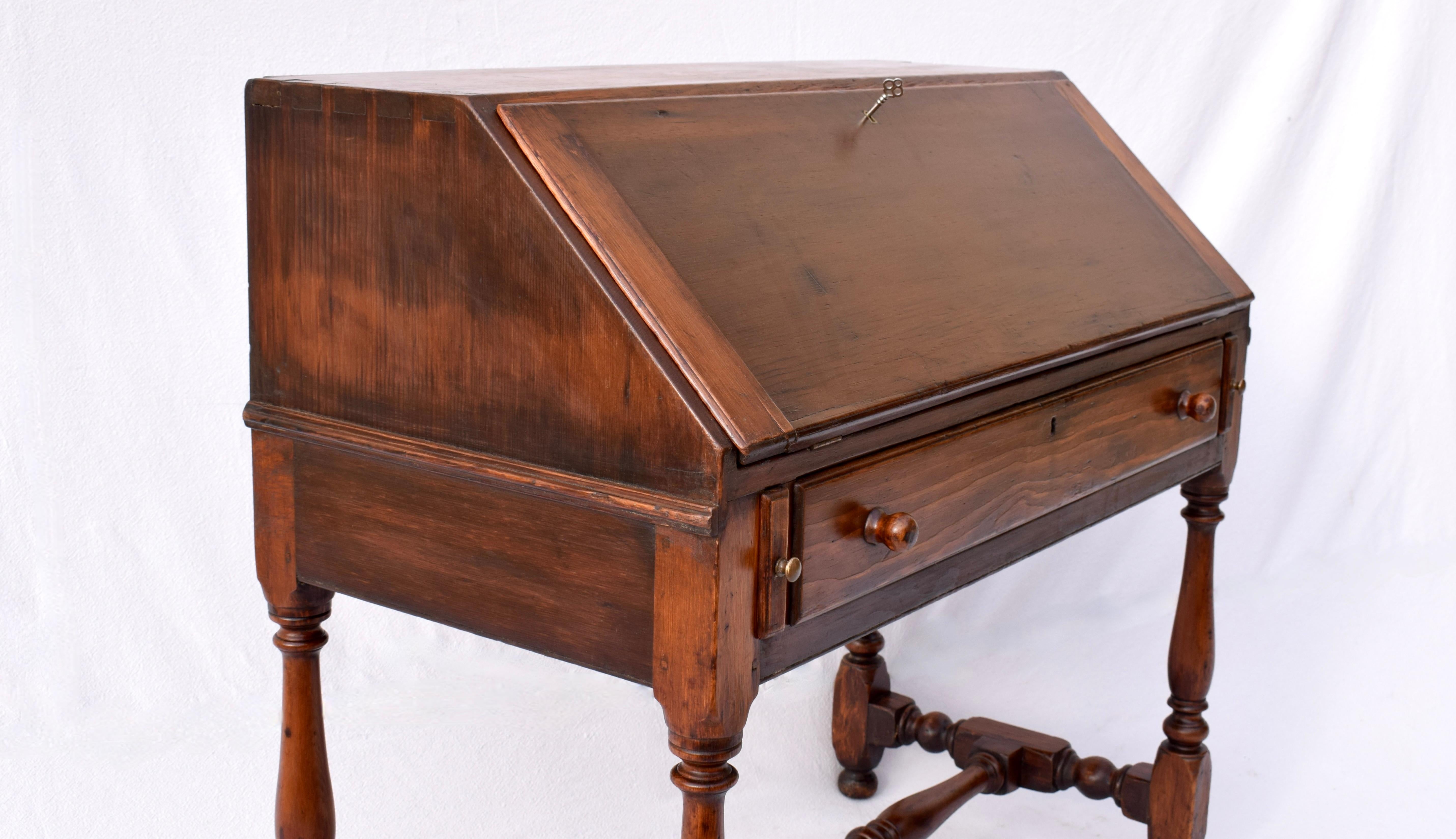 Antique 19th Century Dovetail Joints Secretary Drop Front Writing Desk 9