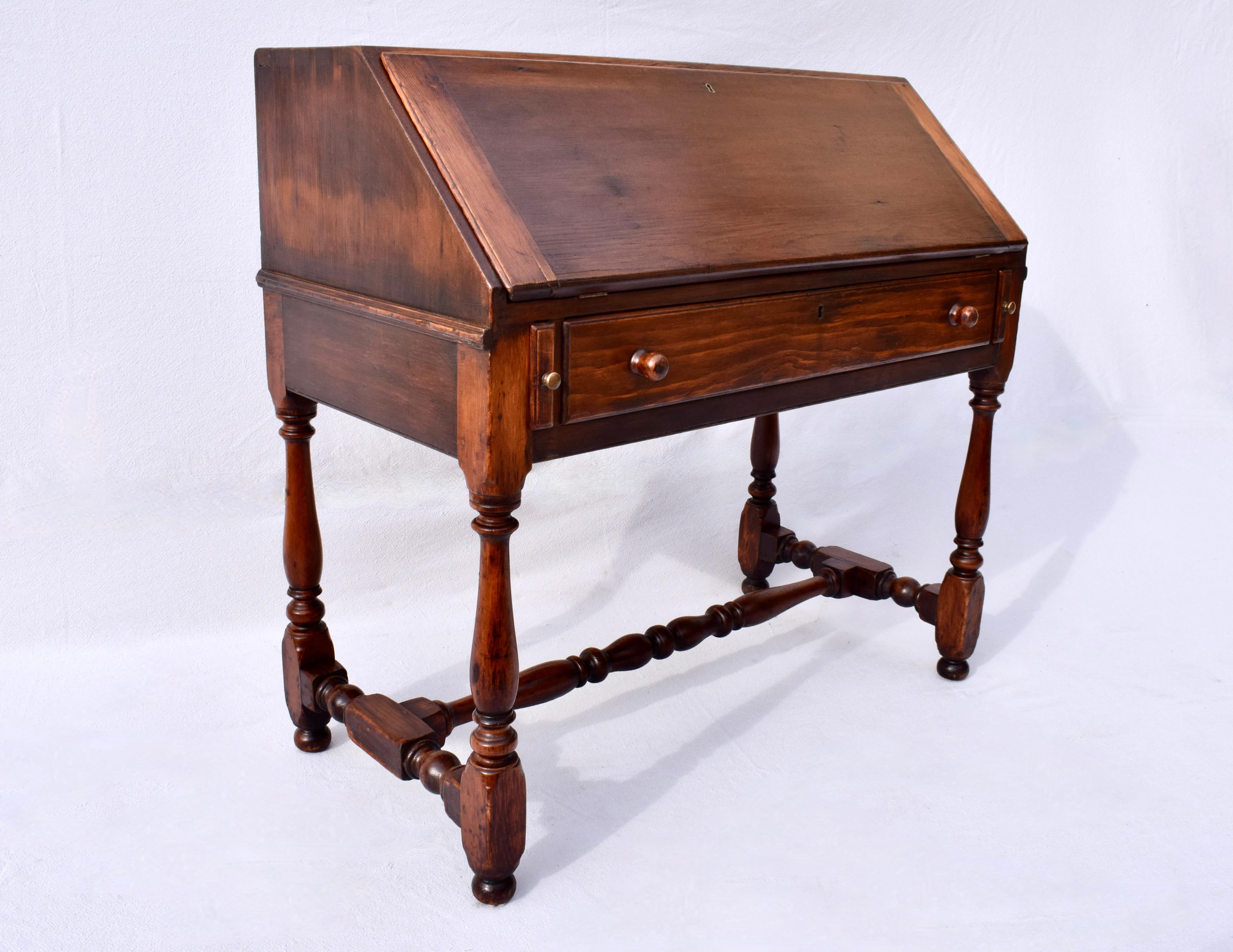 American Antique 19th Century Dovetail Joints Secretary Drop Front Writing Desk