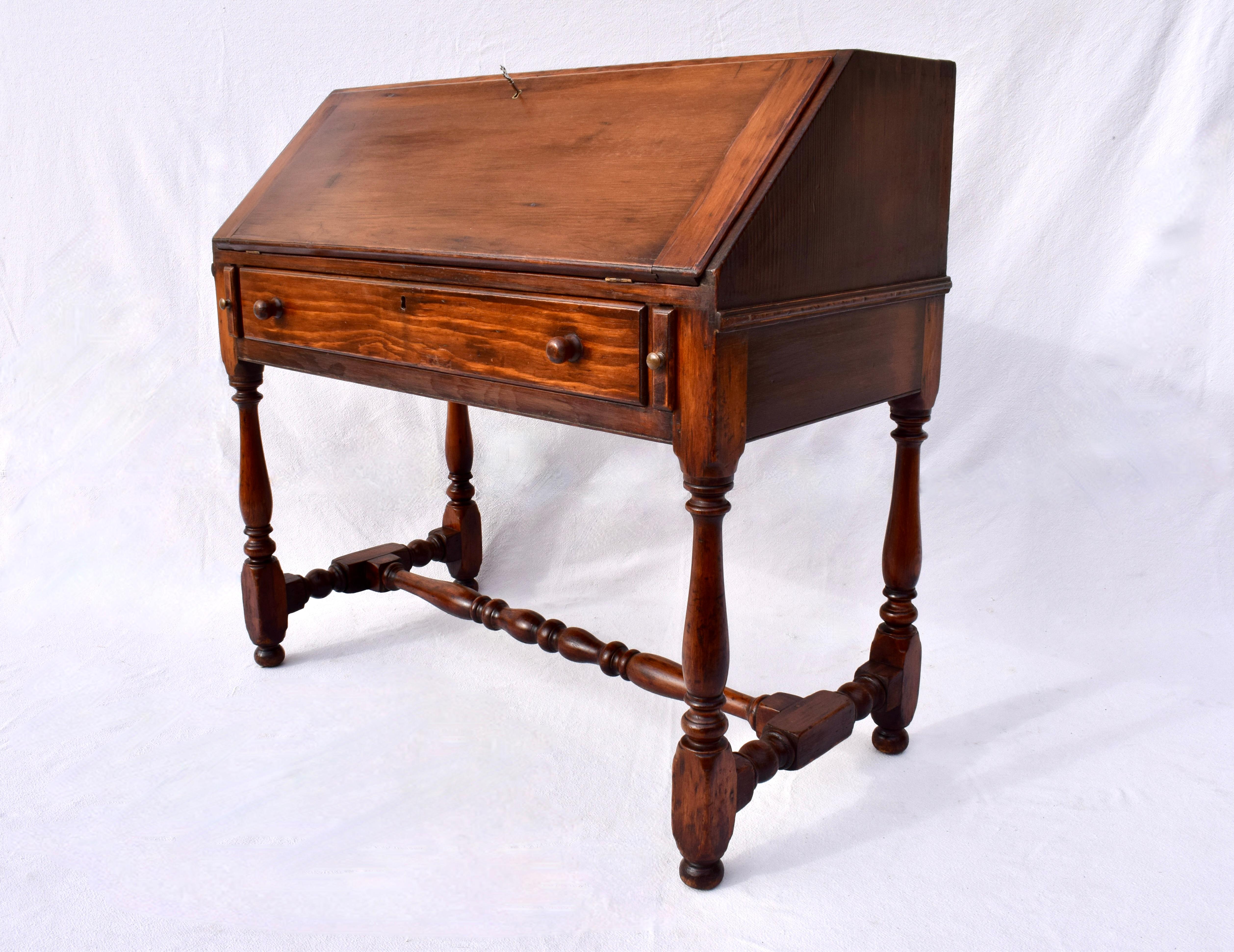 Antique 19th Century Dovetail Joints Secretary Drop Front Writing Desk 1