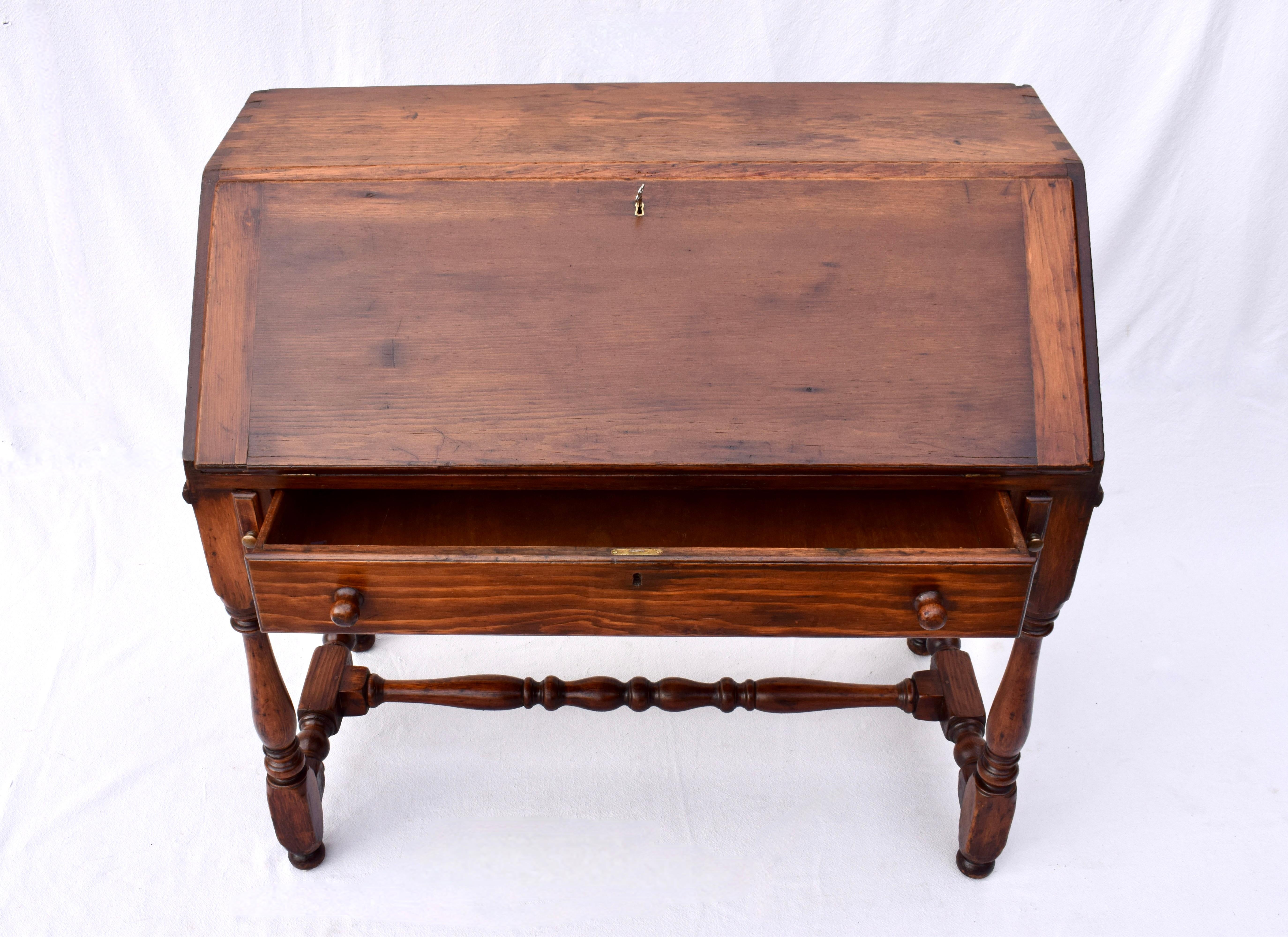 Antique 19th Century Dovetail Joints Secretary Drop Front Writing Desk 2