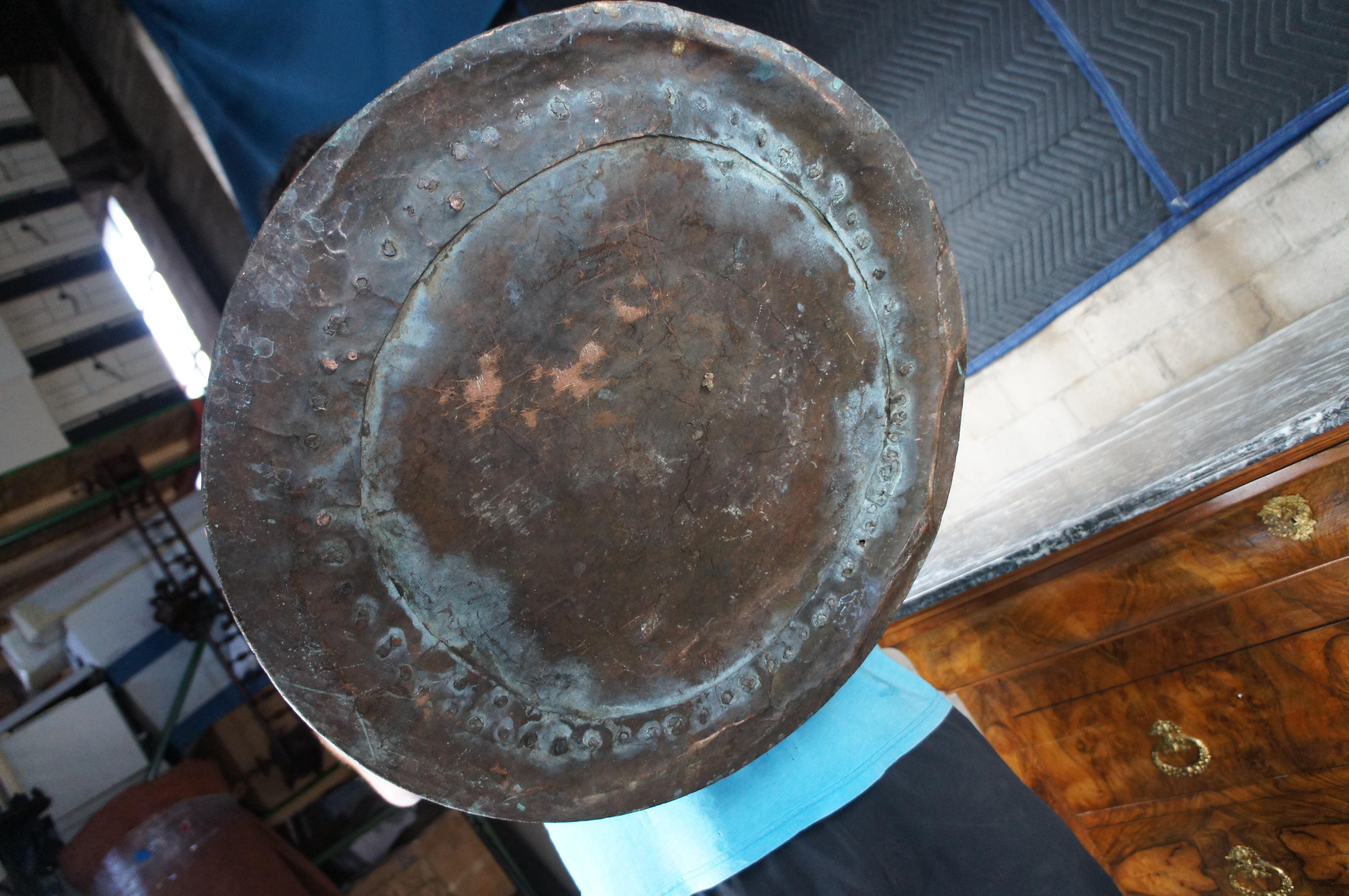 Antike 19. Jahrhundert Dovetailed Kupfer geschmiedet Eisen Apfel Butter Cauldron Topf 22