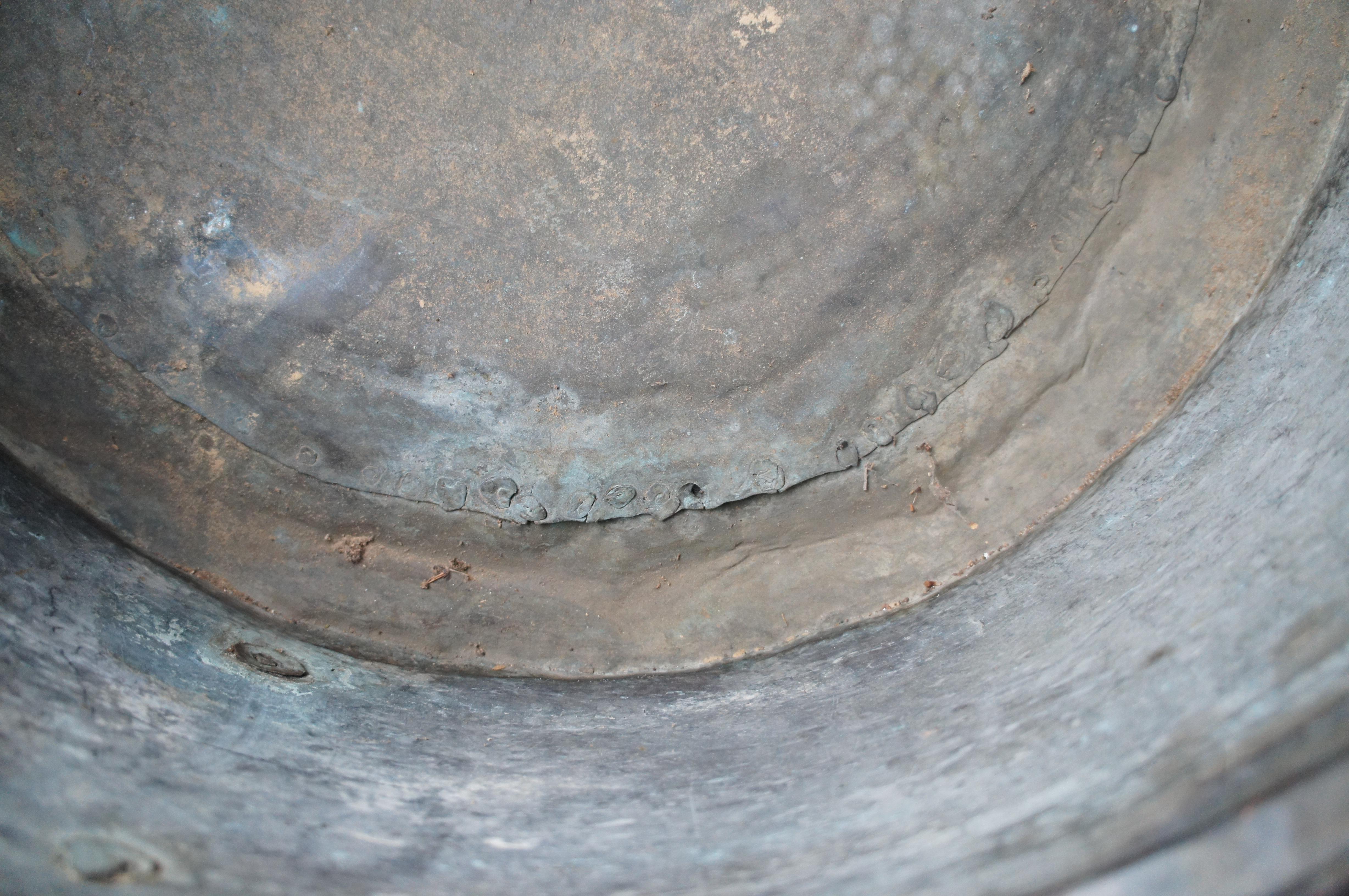Antike 19. Jahrhundert Dovetailed Kupfer geschmiedet Eisen Apfel Butter Cauldron Topf 22