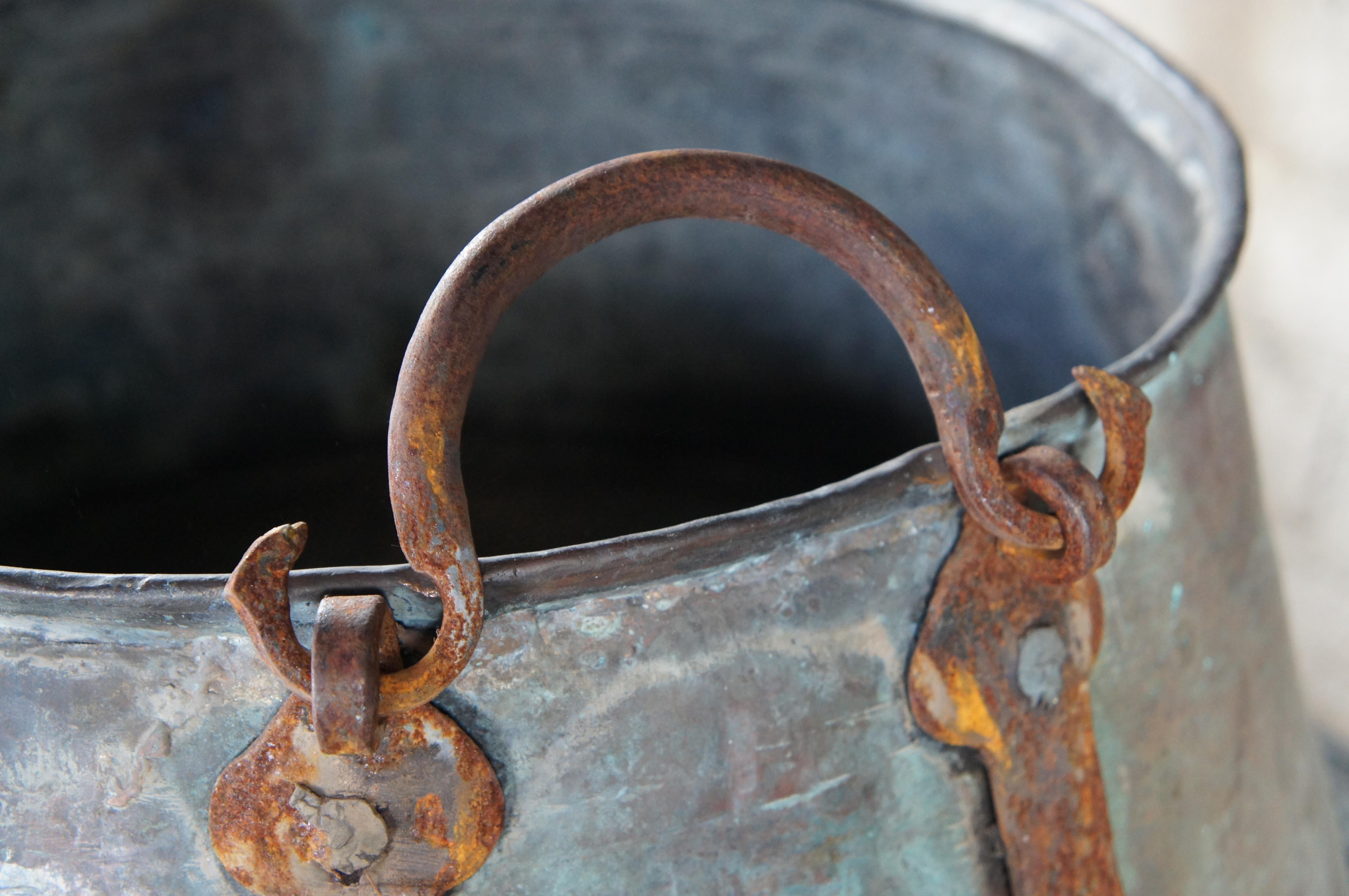 Antike 19. Jahrhundert Dovetailed Kupfer geschmiedet Eisen Apfel Butter Cauldron Topf 22