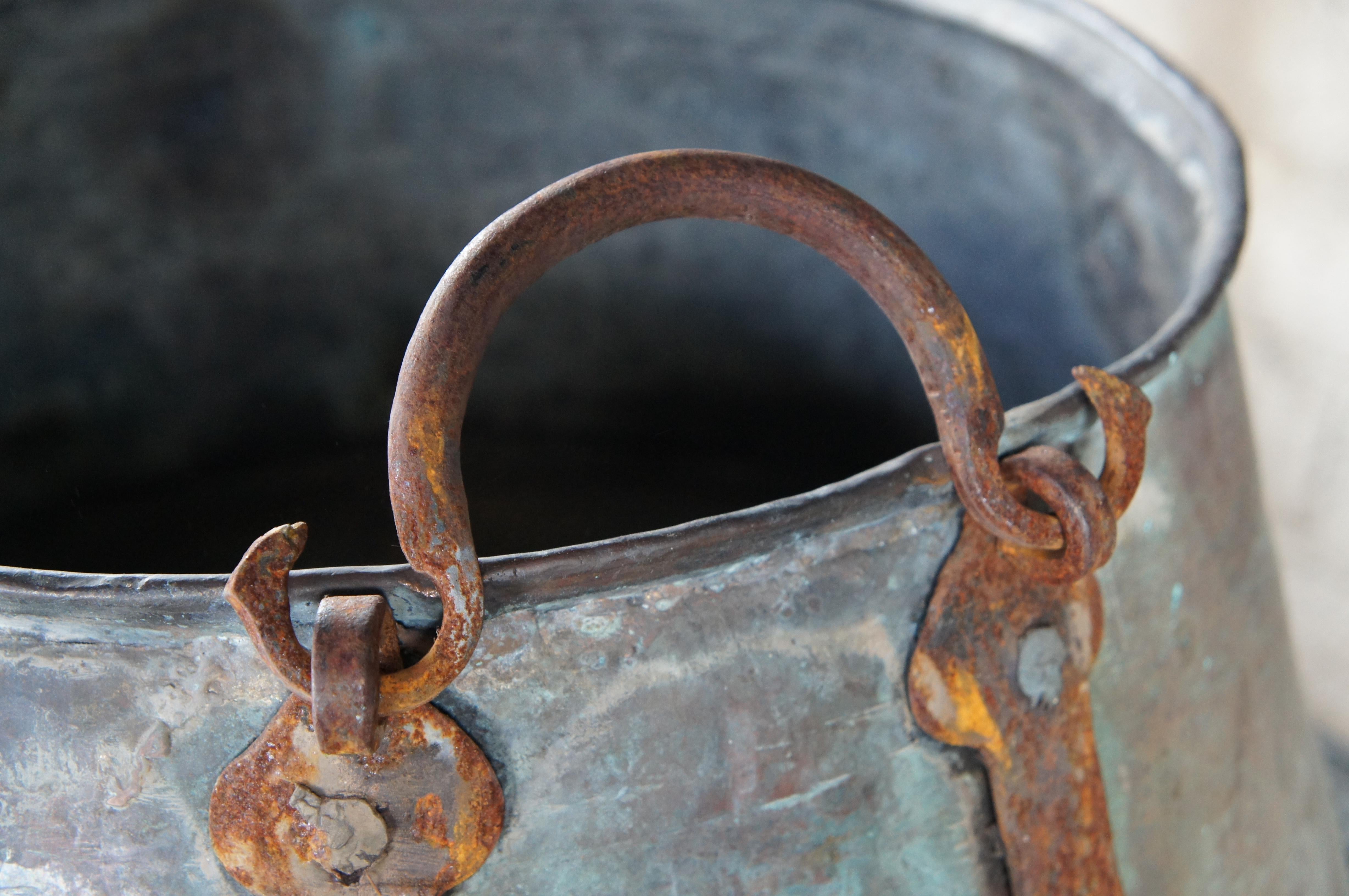 Antique 19th Century Dovetailed Copper Forged Iron Apple Butter Cauldron Pot 22