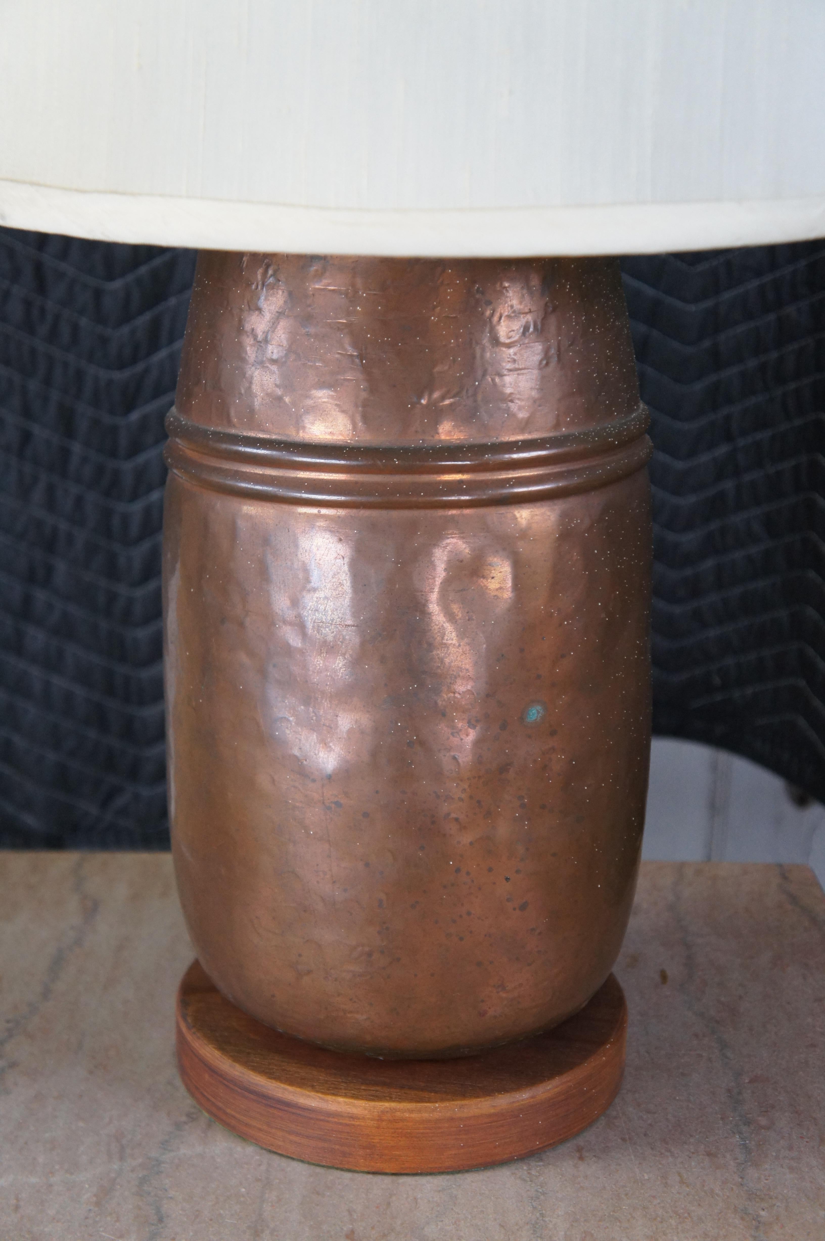Antique 19th Century Dovetailed Copper Urn Converted Table Lamp Pot Cannister In Good Condition For Sale In Dayton, OH