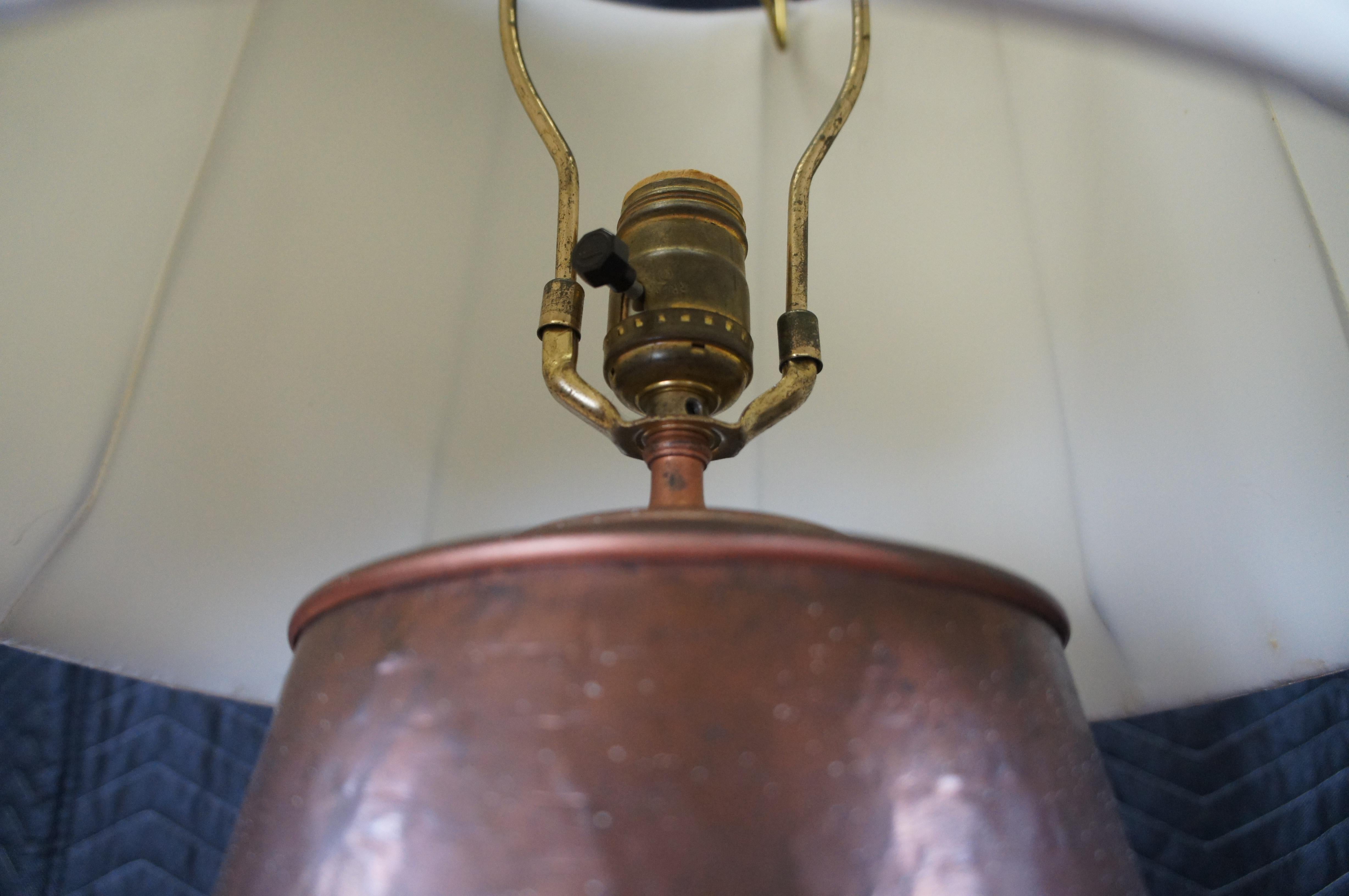 Antique 19th Century Dovetailed Copper Urn Converted Table Lamp Pot Cannister For Sale 2