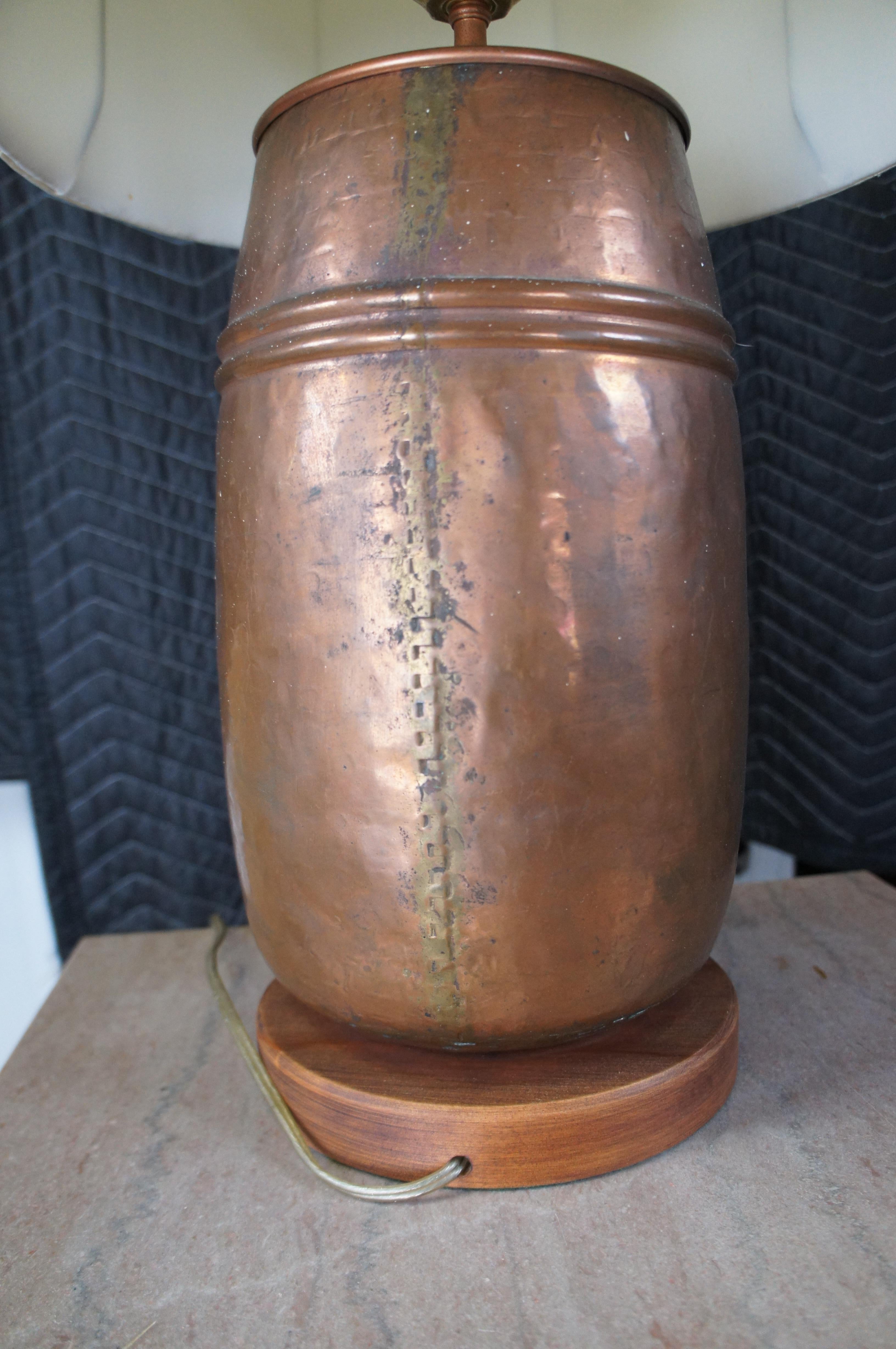 Antique 19th Century Dovetailed Copper Urn Converted Table Lamp Pot Cannister For Sale 3