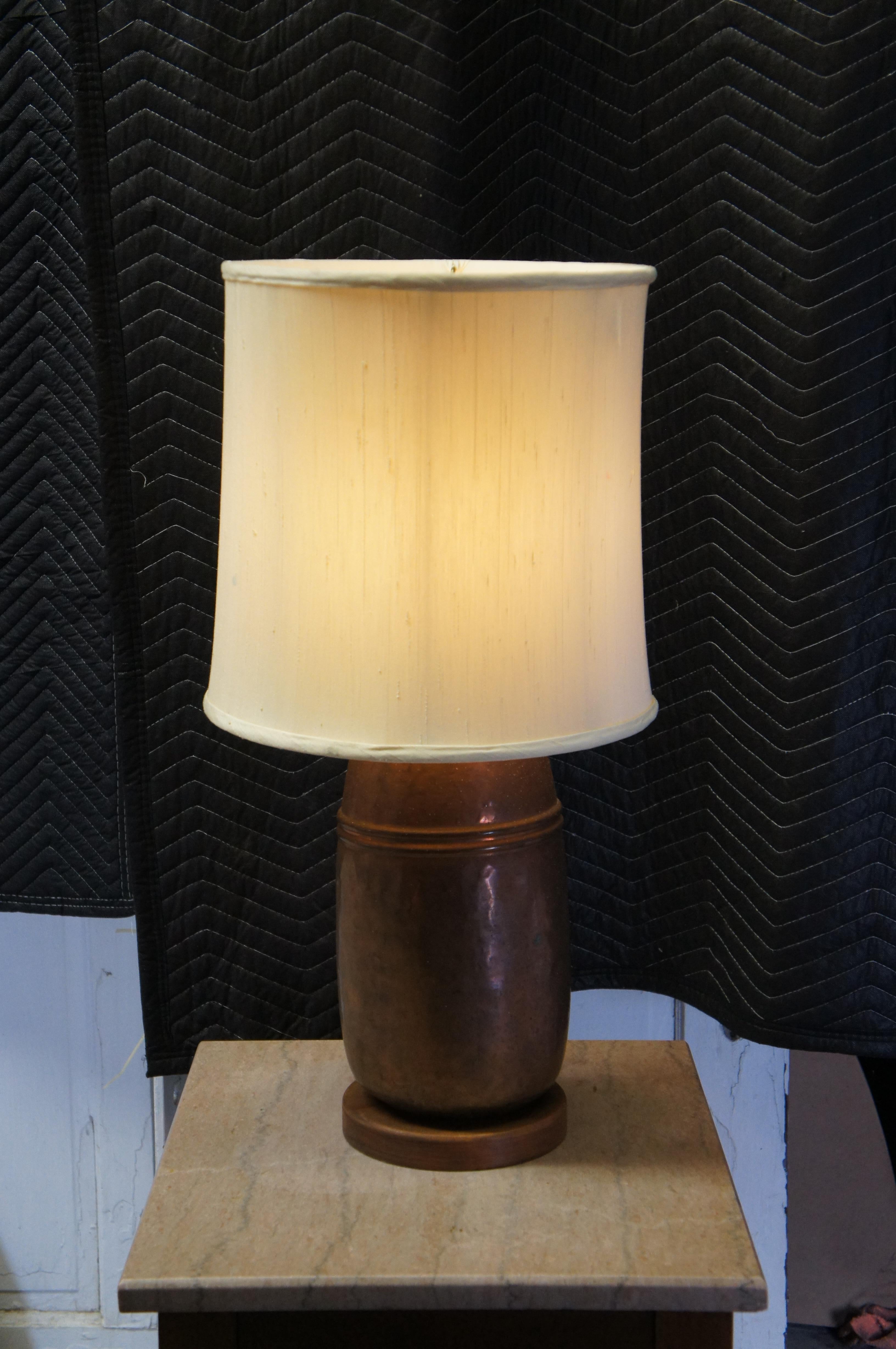 Antique 19th Century Dovetailed Copper Urn Converted Table Lamp Pot Cannister For Sale 5