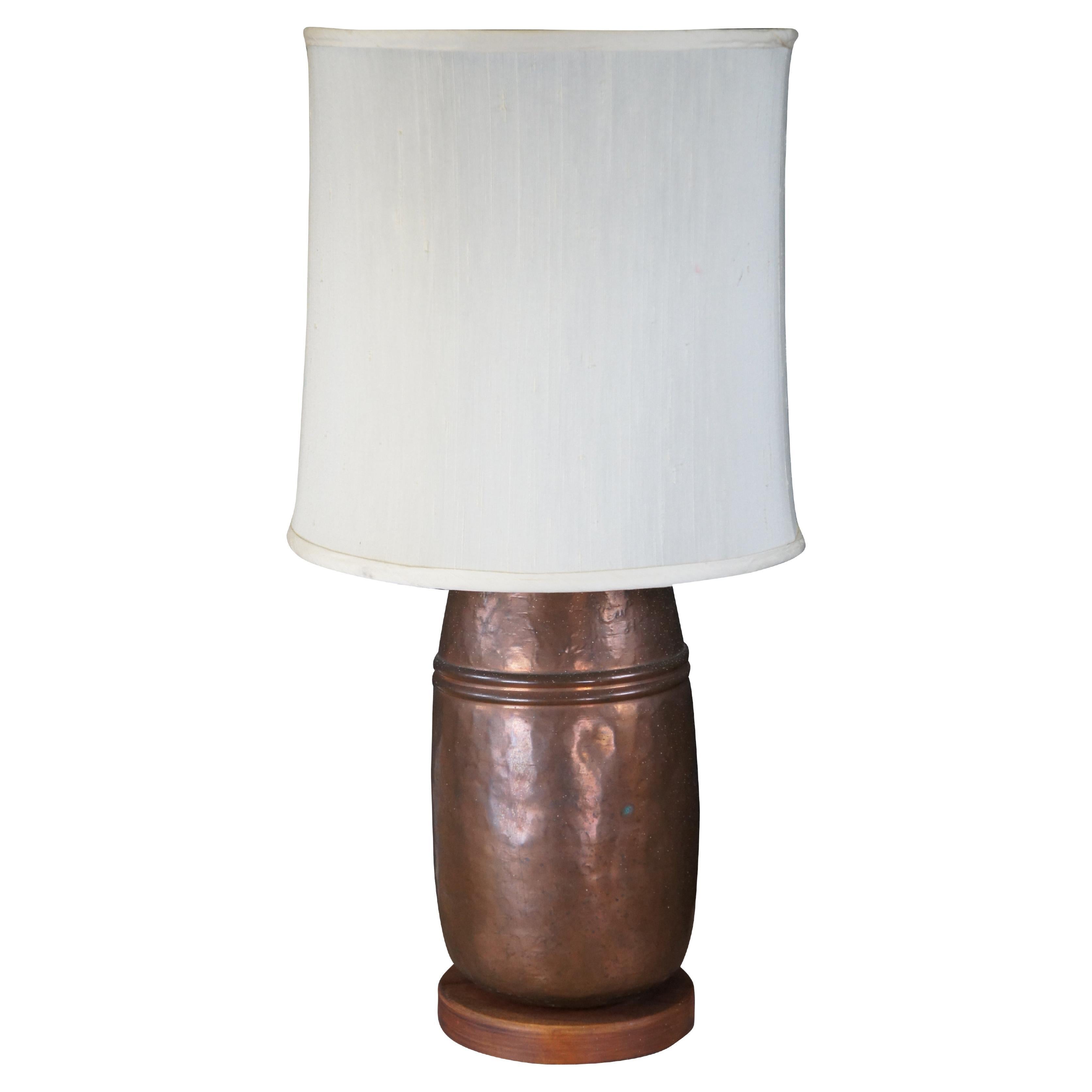 Antique 19th Century Dovetailed Copper Urn Converted Table Lamp Pot Cannister For Sale
