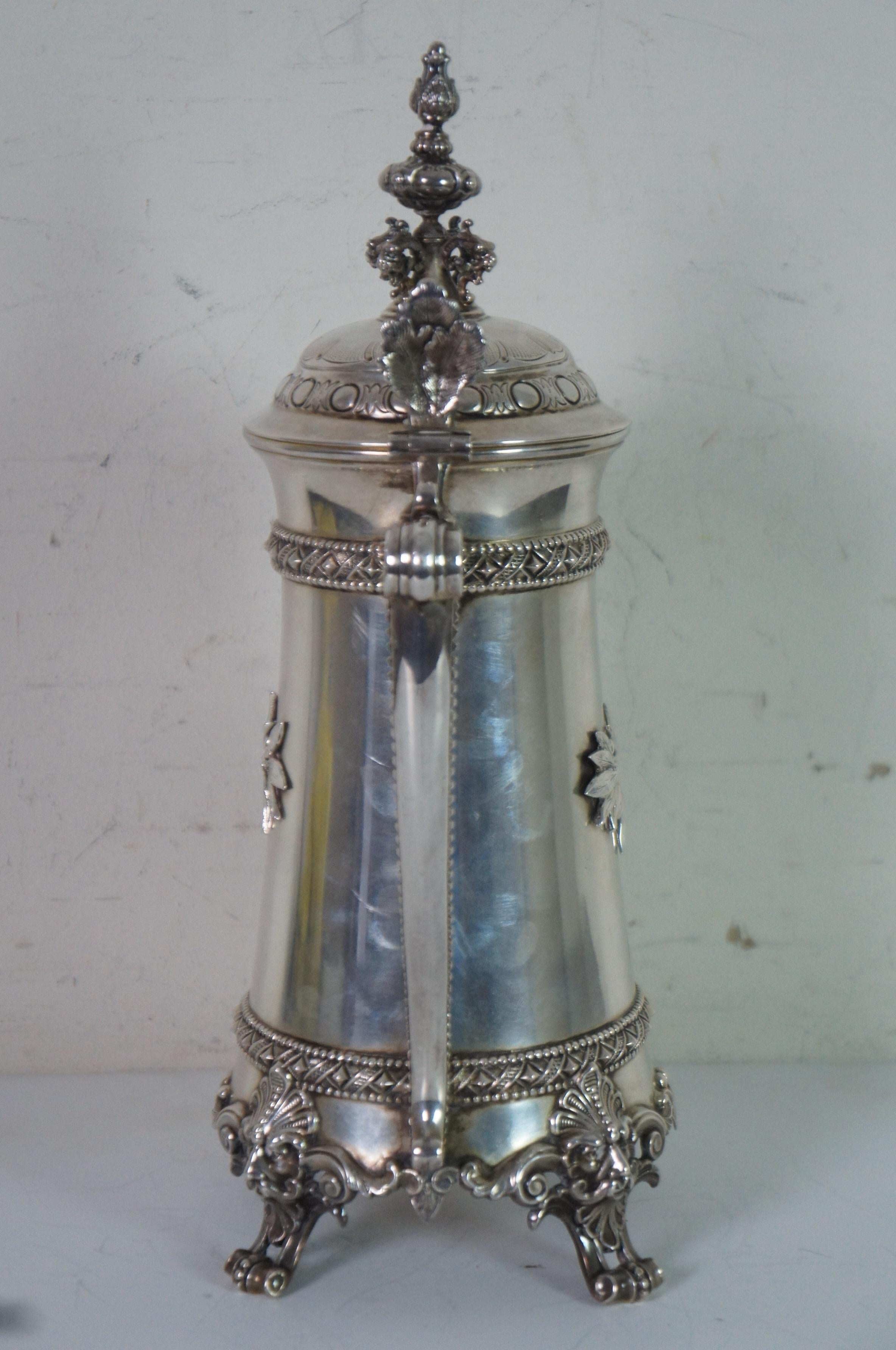 Antique 19th Century Dutch 800 Silver Baroque Figural Tankard Stein 835g In Good Condition For Sale In Dayton, OH