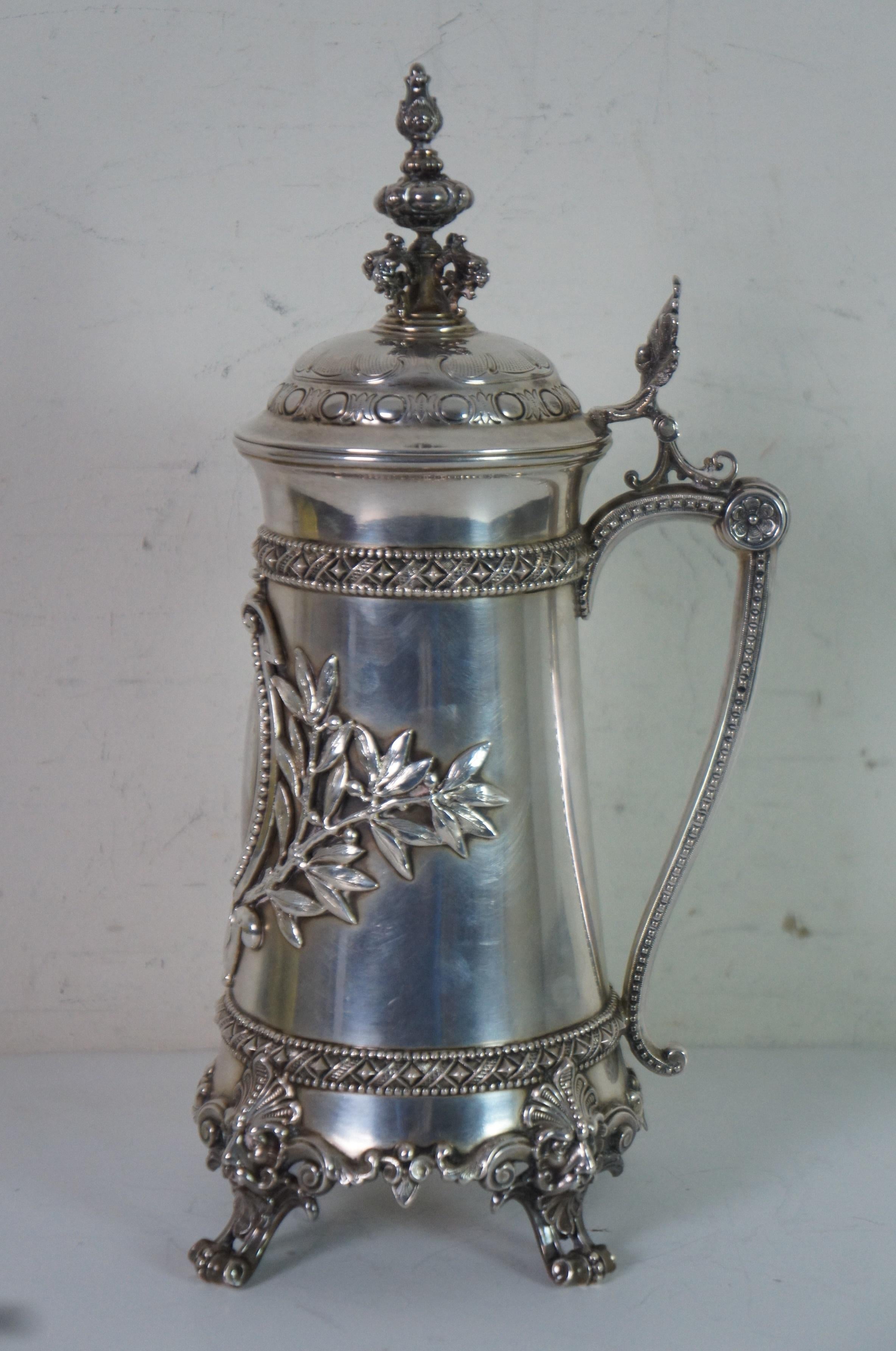 Antique 19th Century Dutch 800 Silver Baroque Figural Tankard Stein 835g For Sale 1