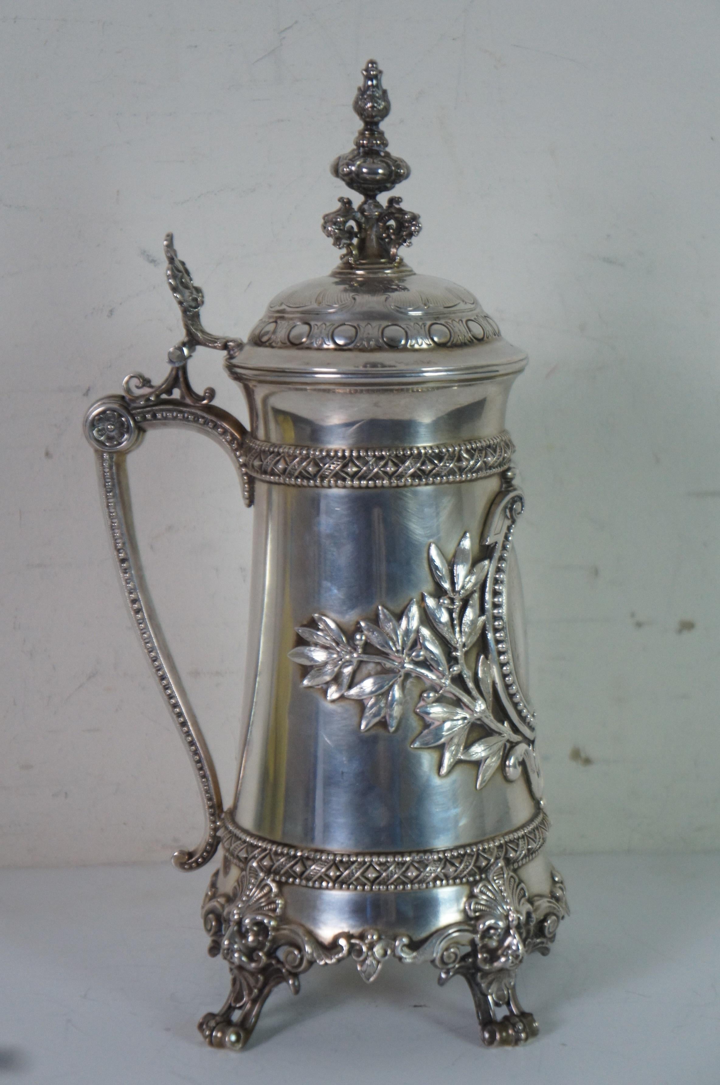 Antique 19th Century Dutch 800 Silver Baroque Figural Tankard Stein 835g For Sale 2